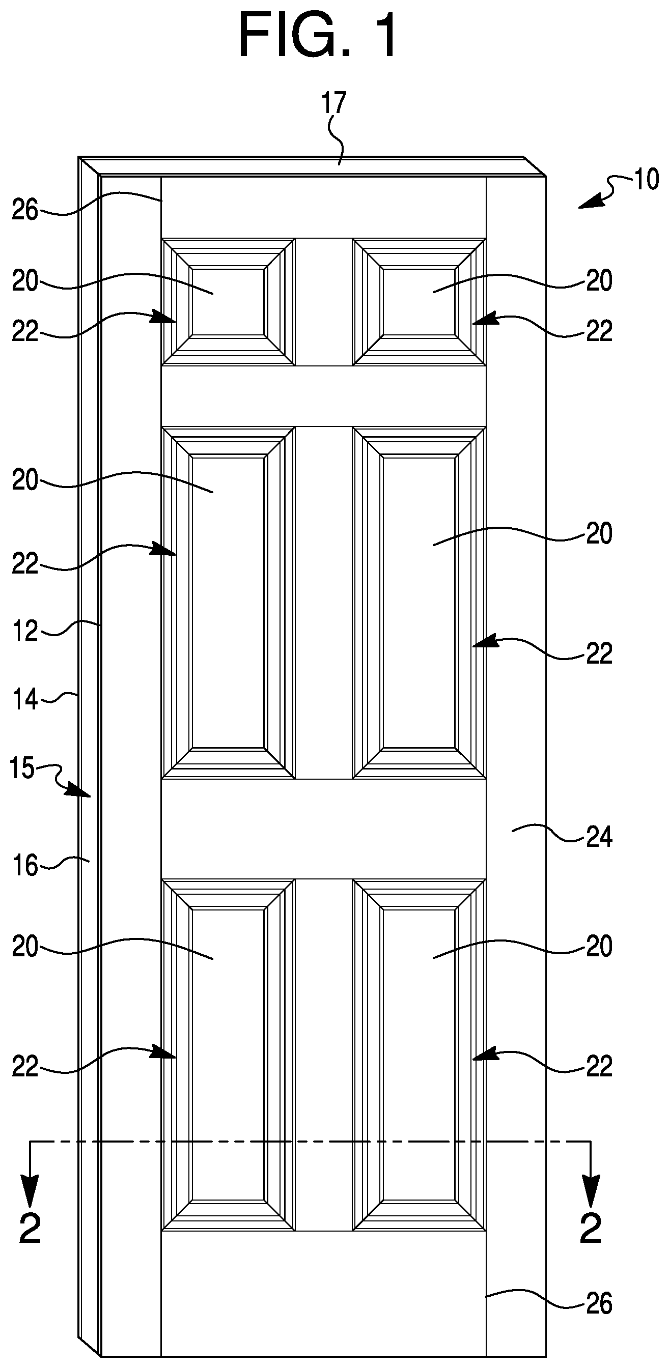 Patent US11781374 Figure 1 – Fire resistant door cores, door skins, and doors including the same