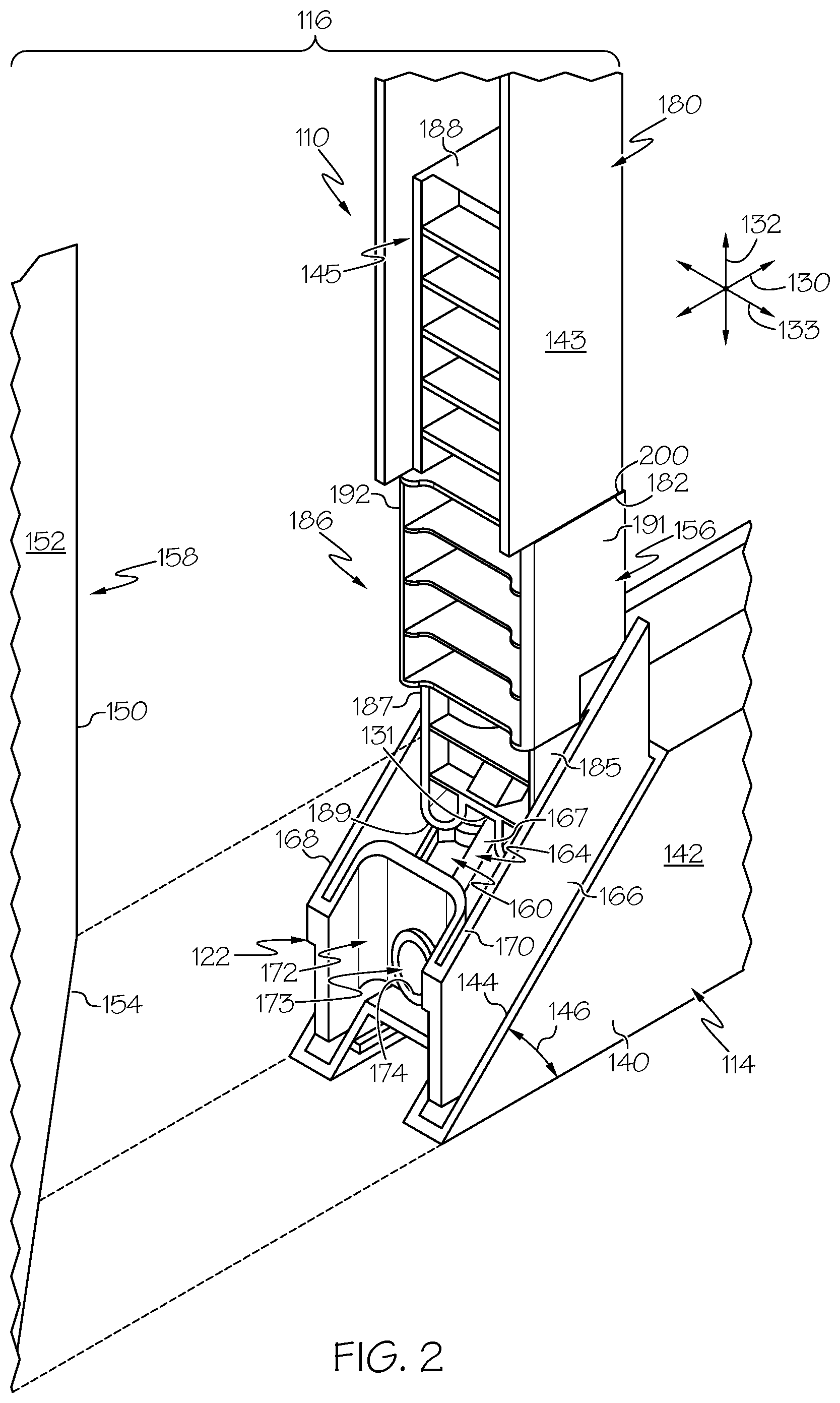 Patent US11781375 Figure 2 – Fenestration unit with panel frame having corner reinforcement plug