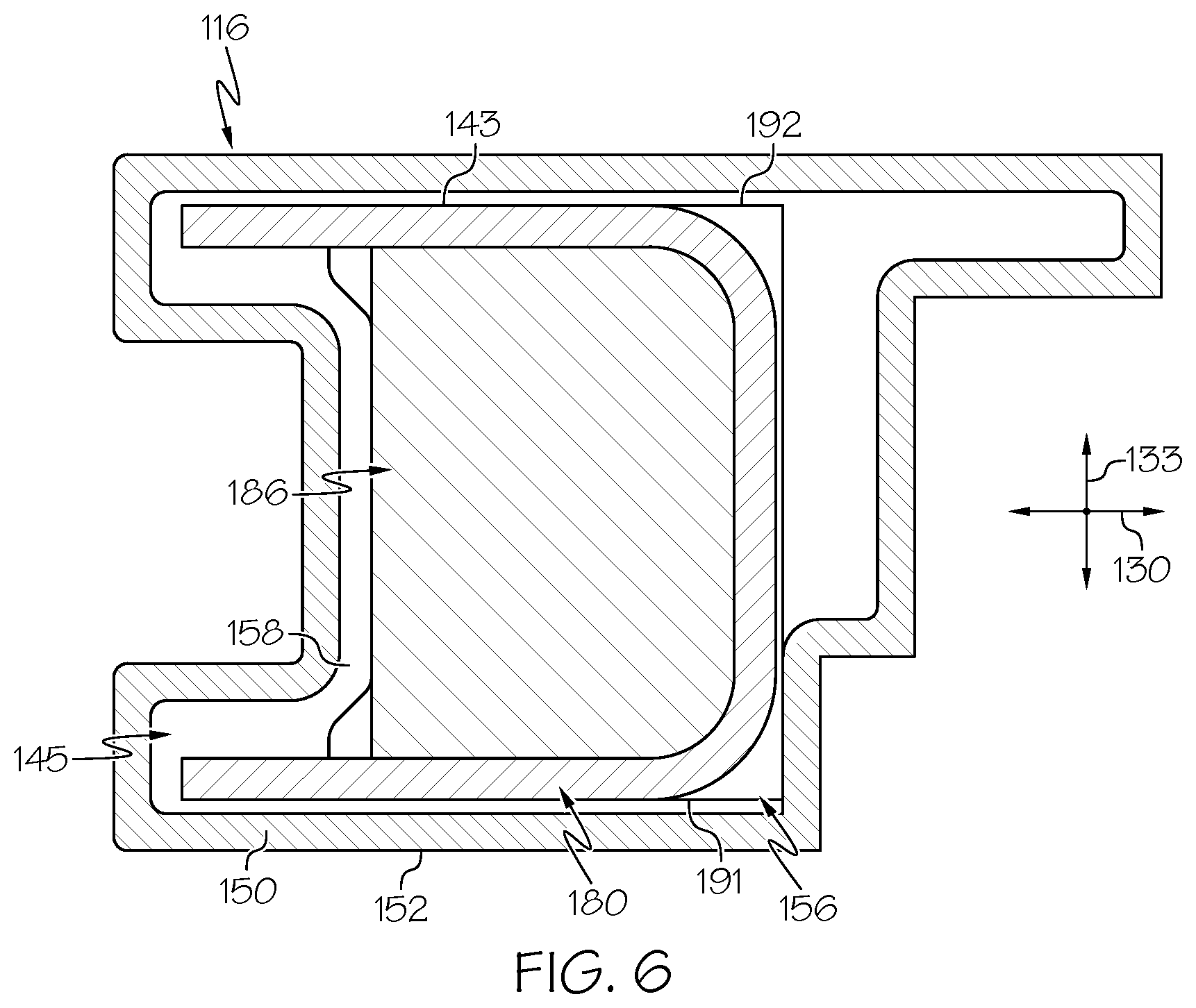 Patent US11781375 Figure 5 – Fenestration unit with panel frame having corner reinforcement plug