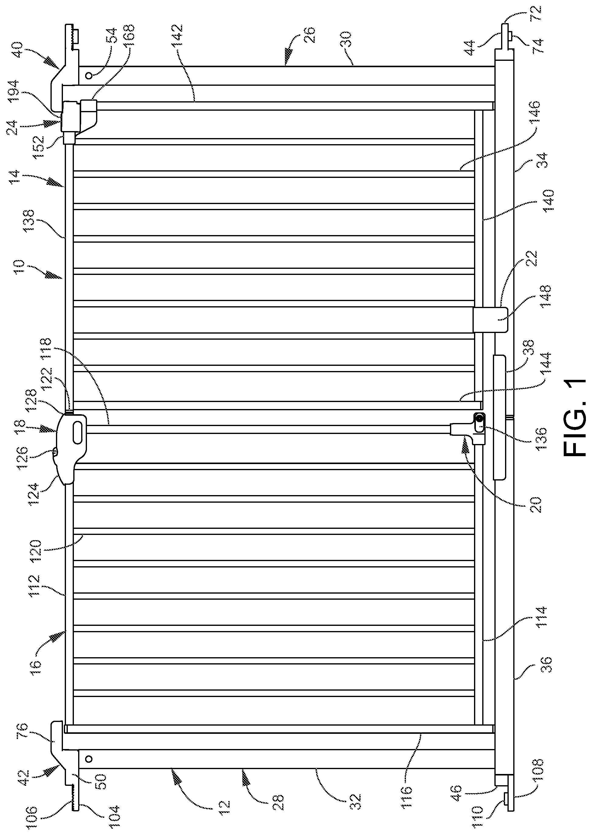 Patent US11781376 — Gated barrier with lift lock — Figure 1