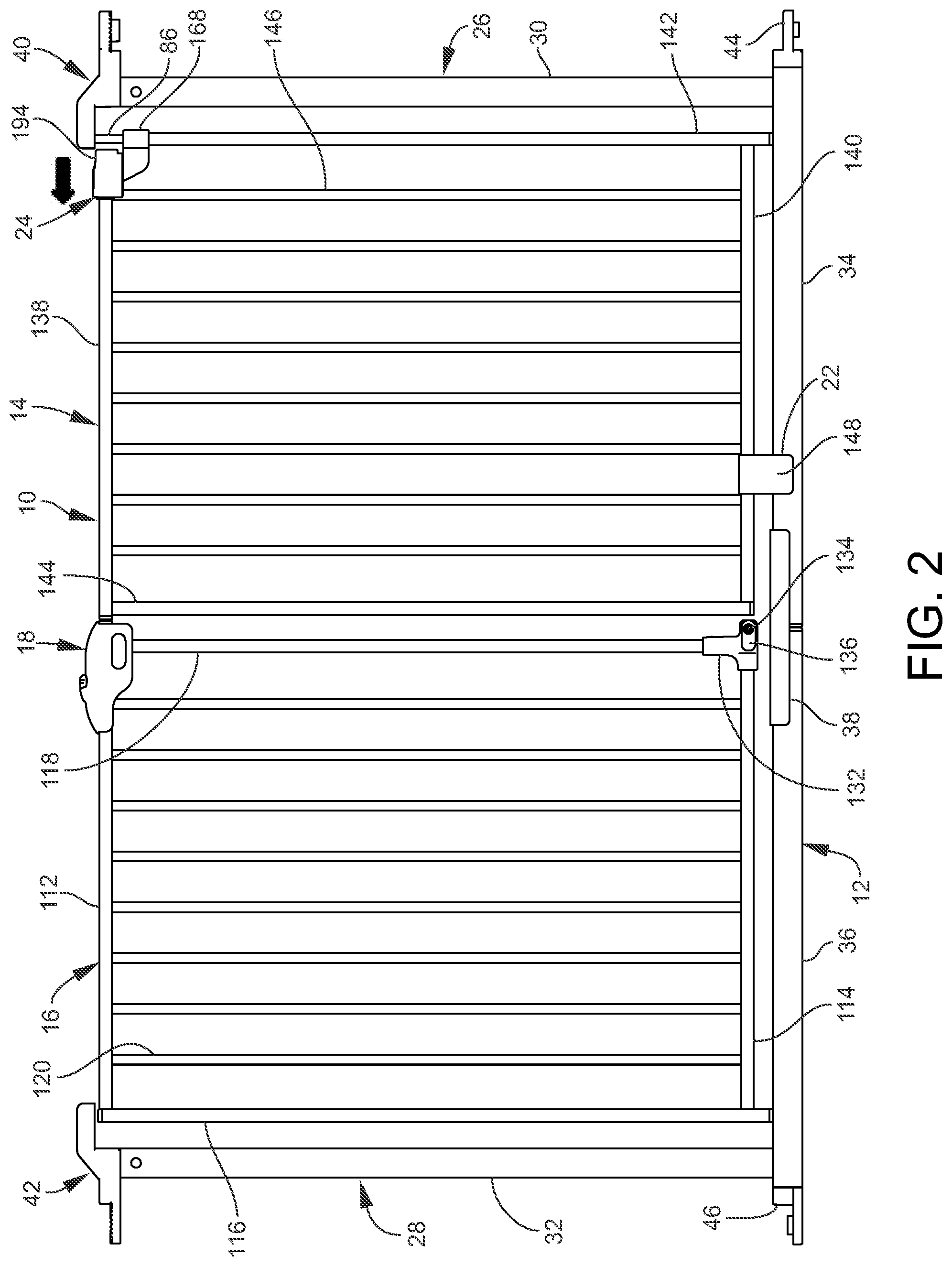 Patent US11781376 Figure 2 – Gated barrier with lift lock