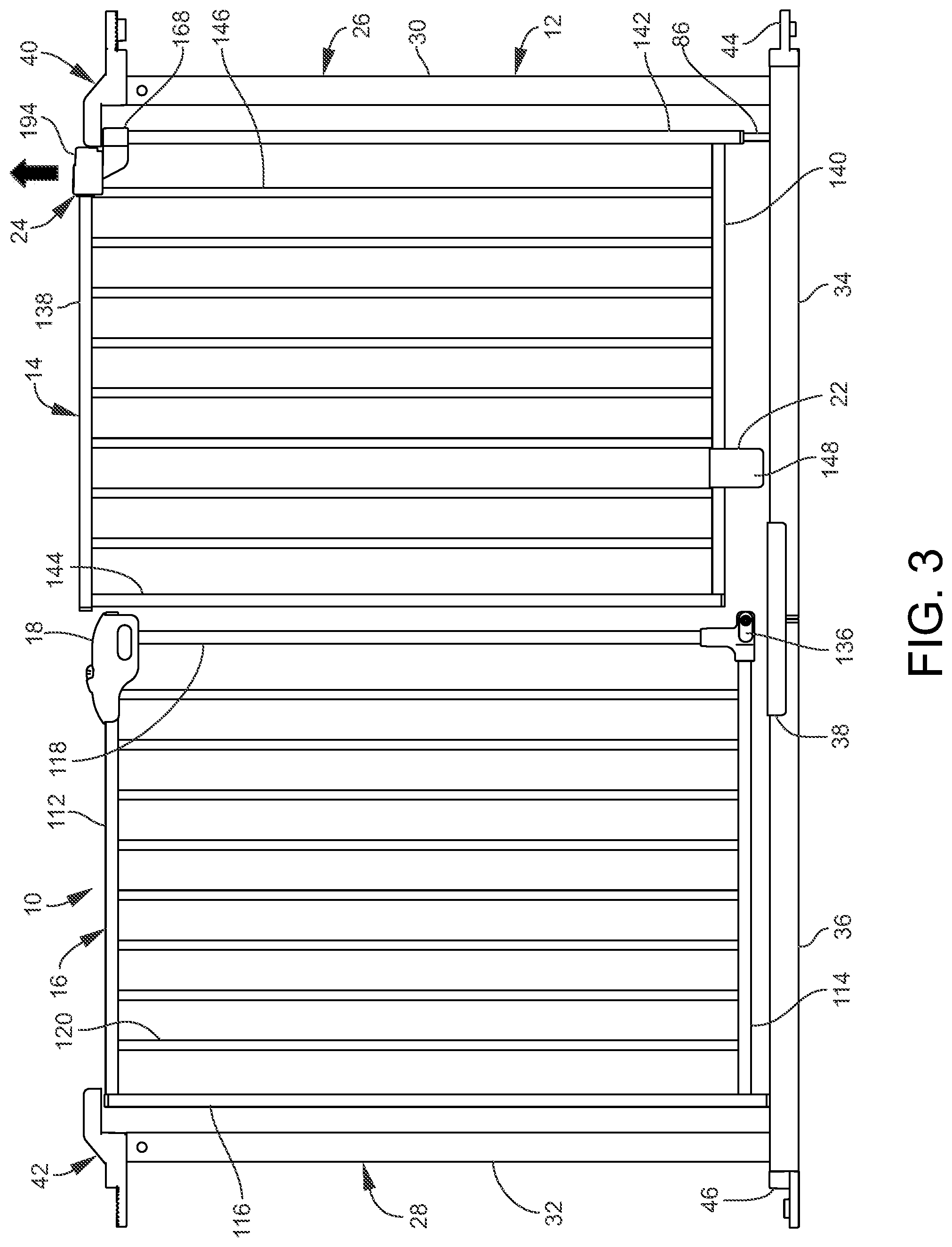 Patent US11781376 Figure 3 – Gated barrier with lift lock