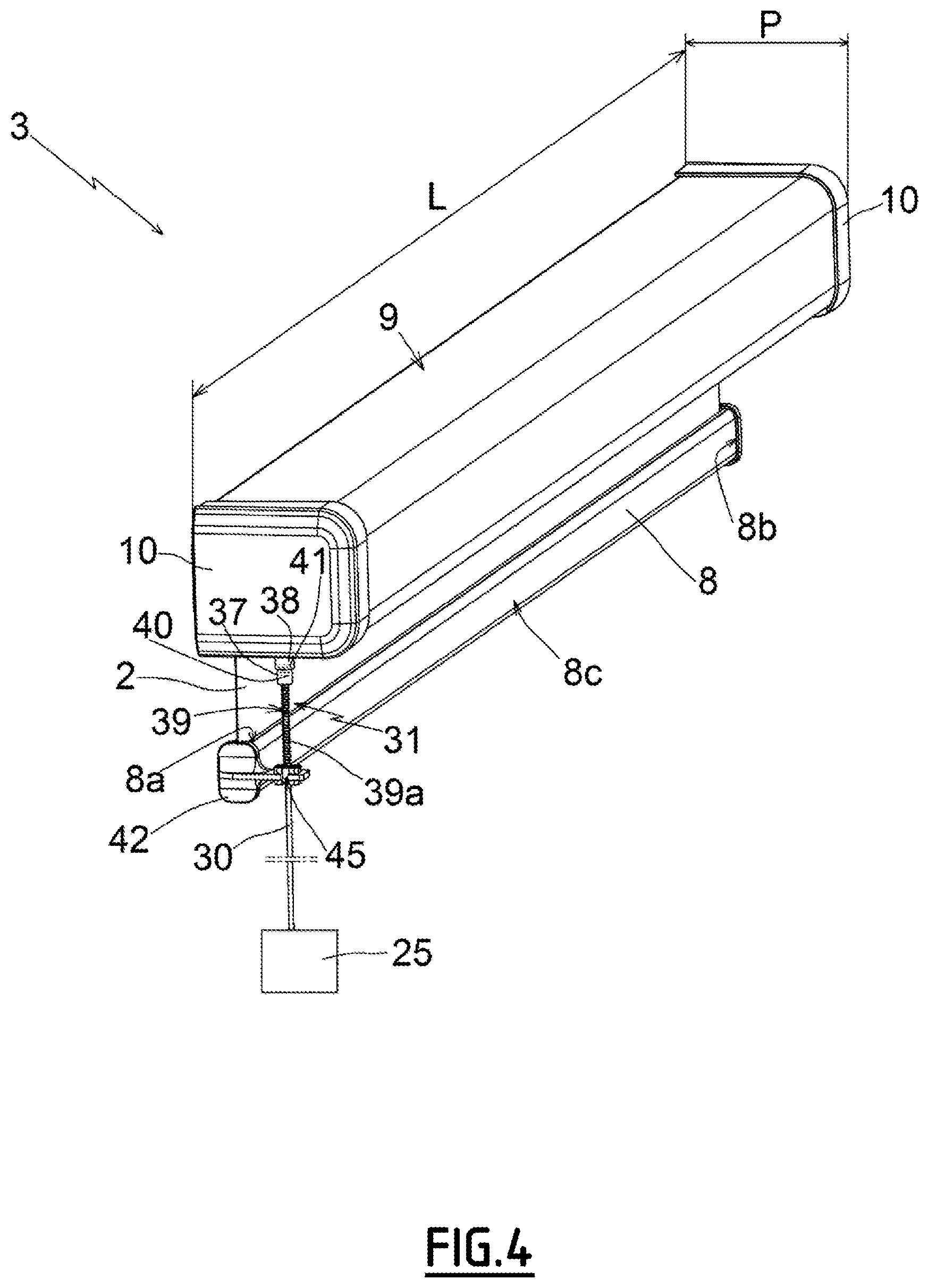 Patent US11781378 Figure 4 – Shading device comprising a motorised drive device