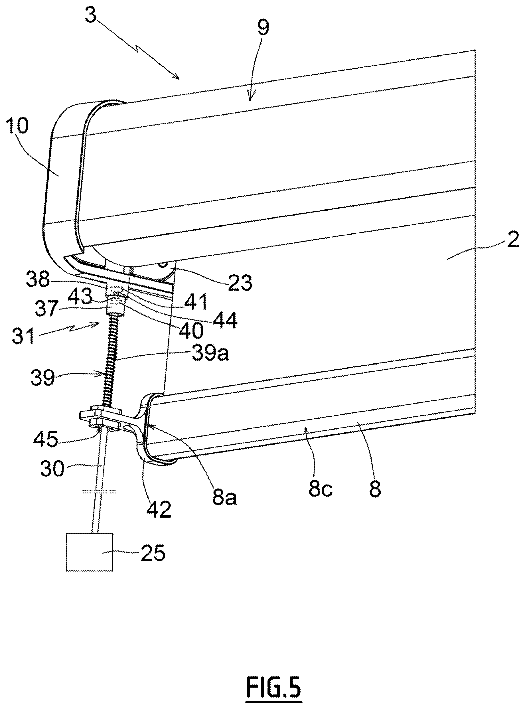 Patent US11781378 Figure 5 – Shading device comprising a motorised drive device