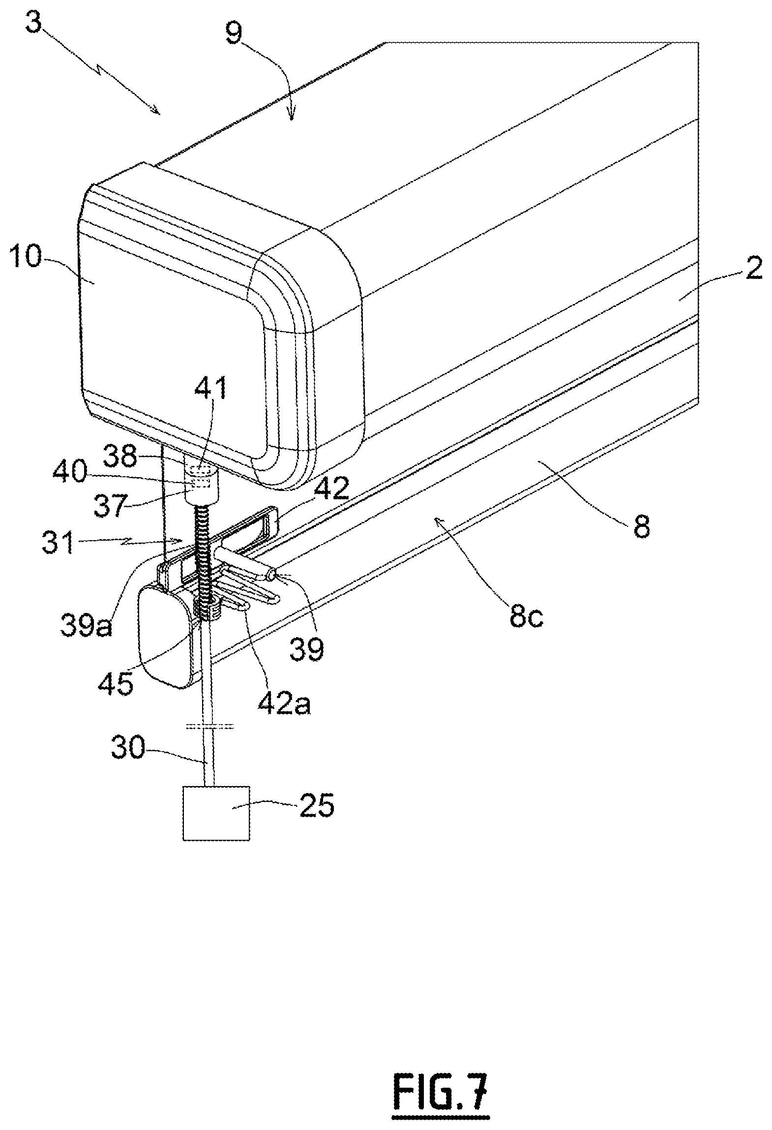 Patent US11781378 Figure 7 – Shading device comprising a motorised drive device