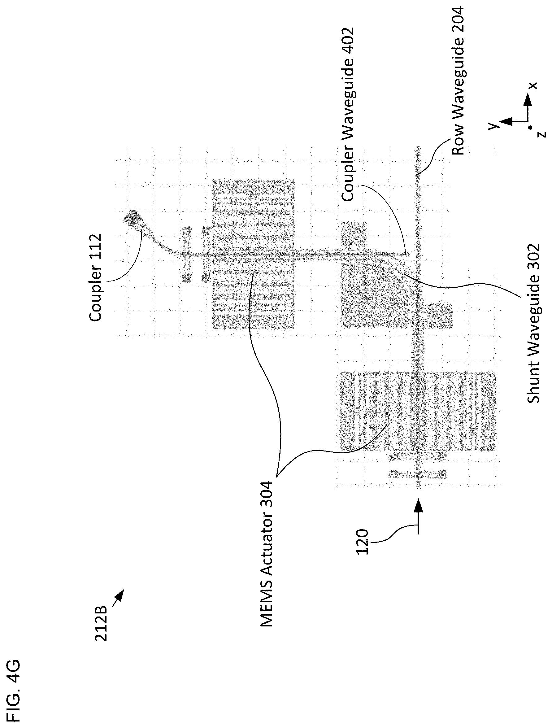 Patent US11781379 Figure 10 – Beam-steering system based on a MEMS-actuated vertical-coupler array