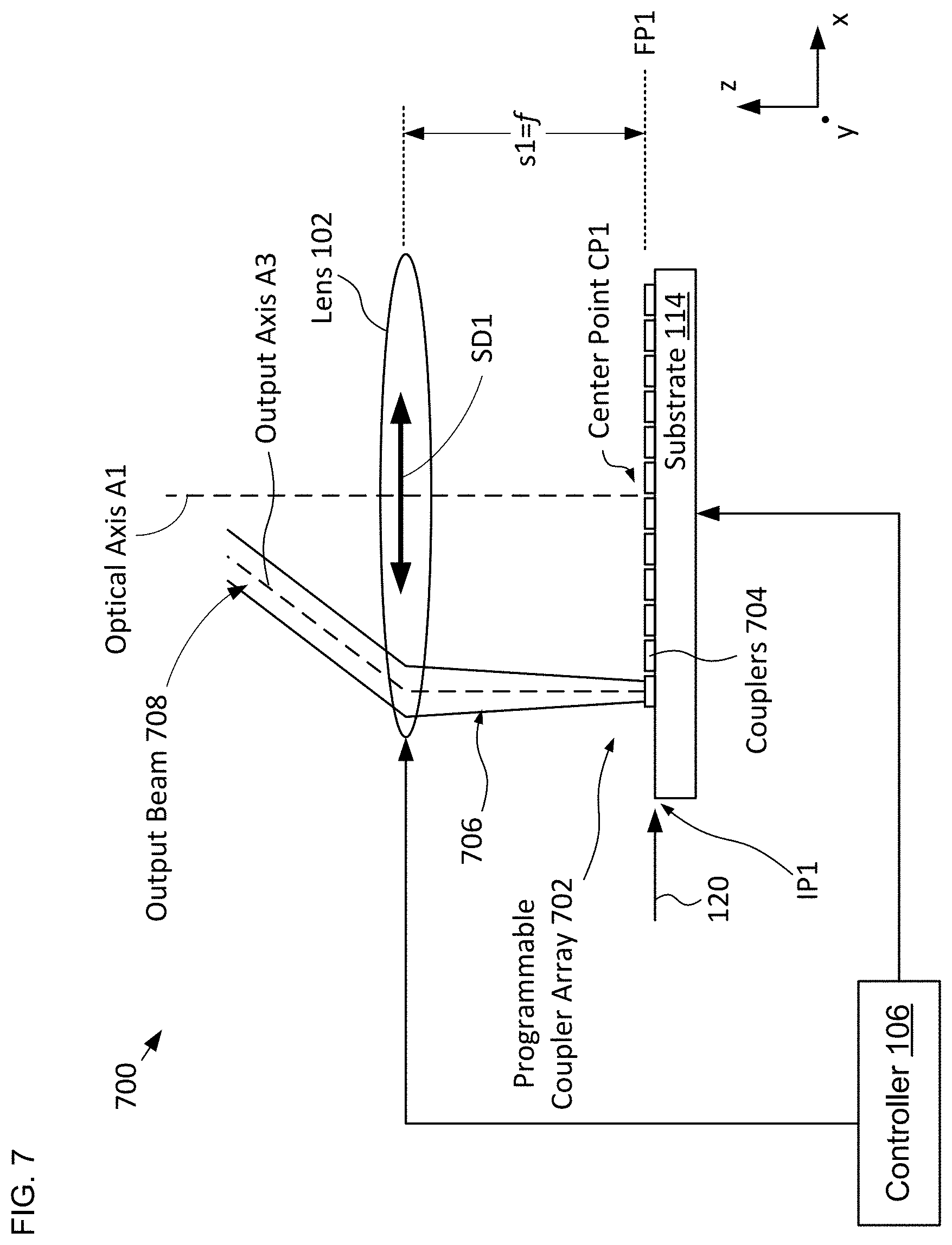Patent US11781379 Figure 13 – Beam-steering system based on a MEMS-actuated vertical-coupler array