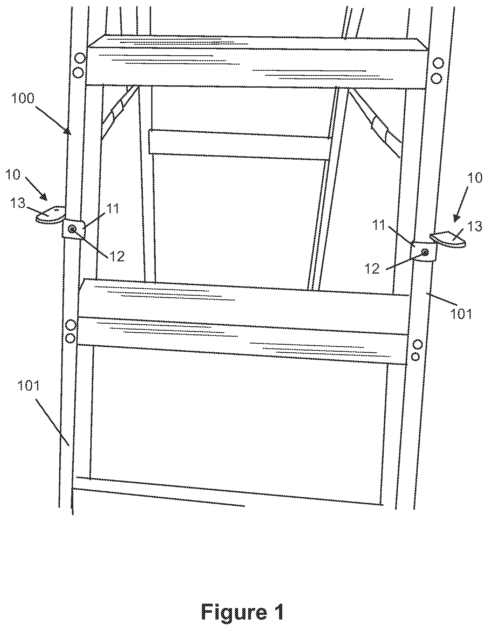 Patent US11781380 Figure 1 – Multi use support fixture for use with ladders