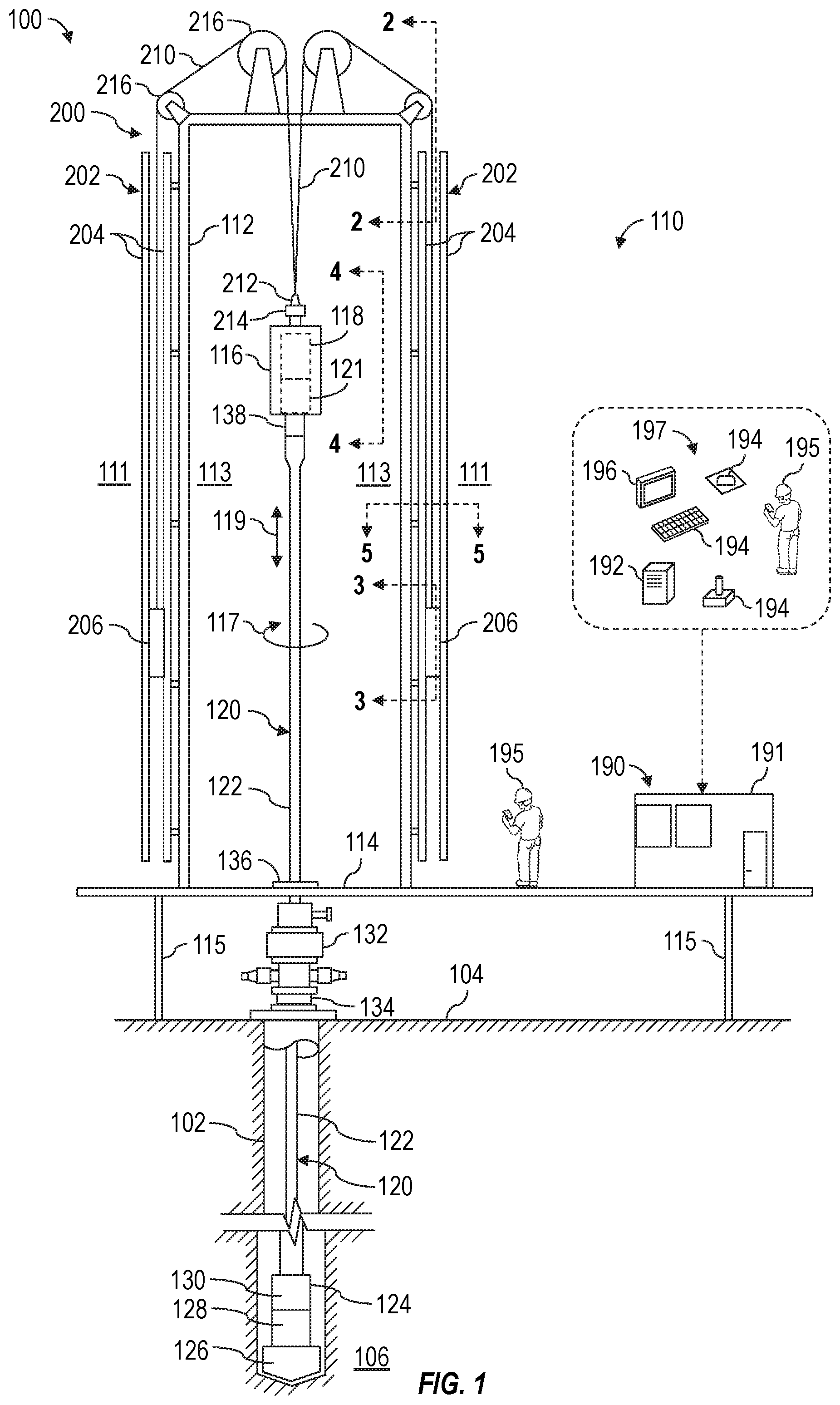 Patent US11781383 Figure 1 – Linear motor hoisting system
