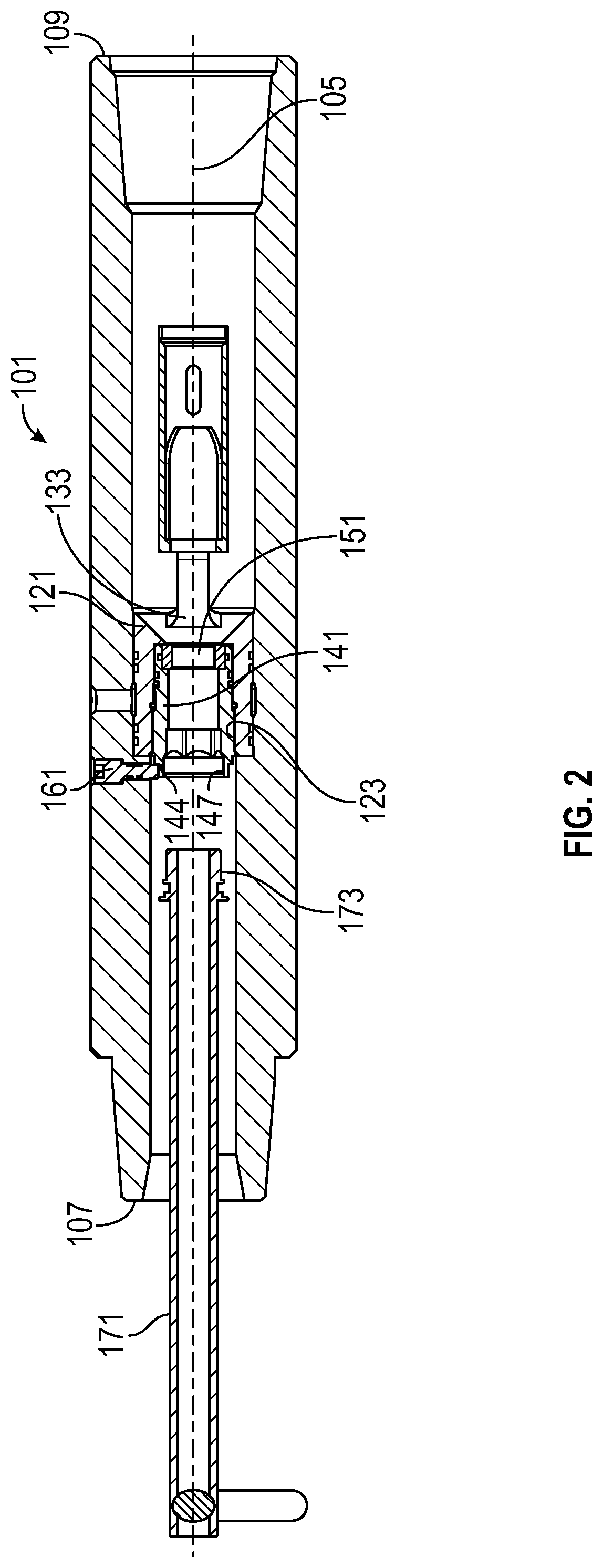 Patent US11781389 Figure 2 – System, method and apparatus for orifice retention and replacement in a bottom hole assembly