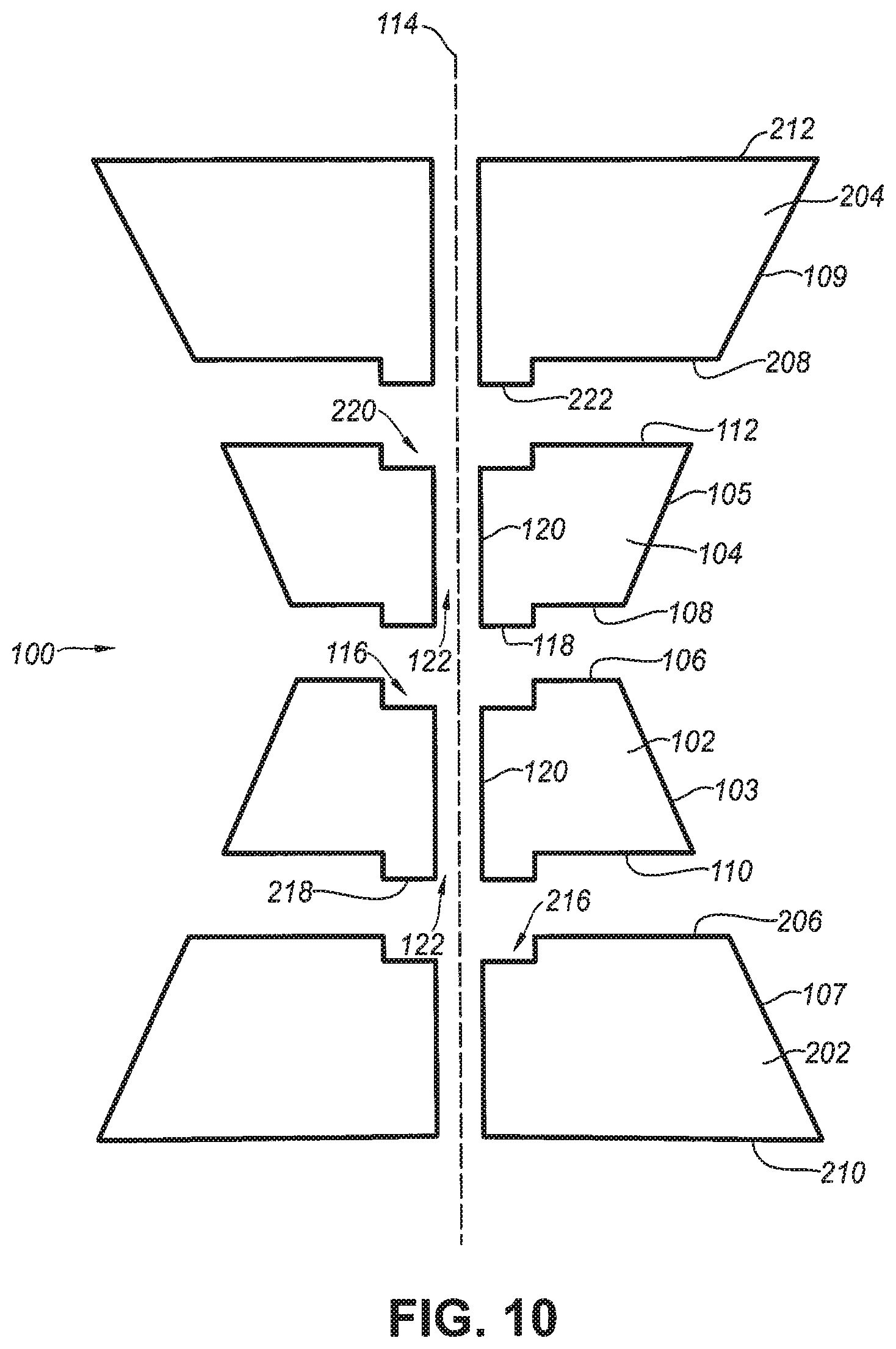 Patent US11781393 Figure 16 – Explosive downhole tools having improved wellbore conveyance and debris properties, methods of using the explosive downhole tools in a wellbore, and explosive units for explosive column tools