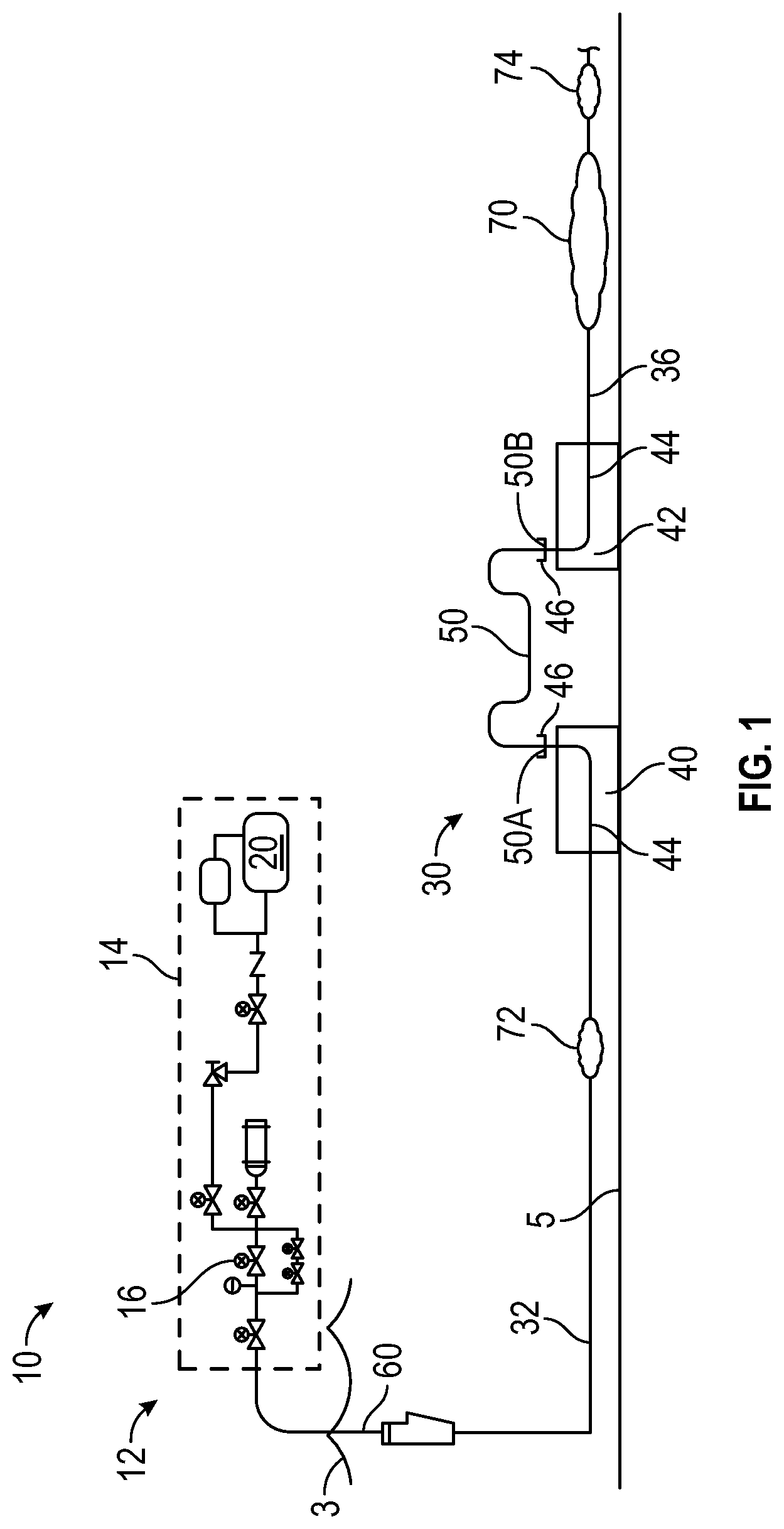 Patent US11781395 Figure 1 – Systems and methods for identifying blockages in subsea conduits