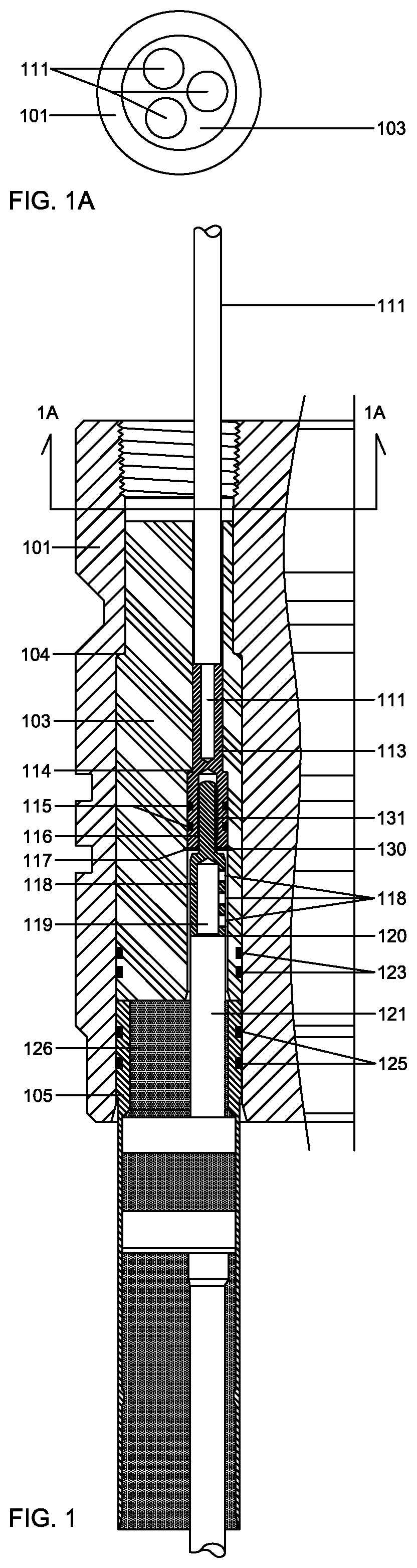 Patent US11781396 Figure 1 – Disconnectable pressure-preserving electrical connector and method of installation