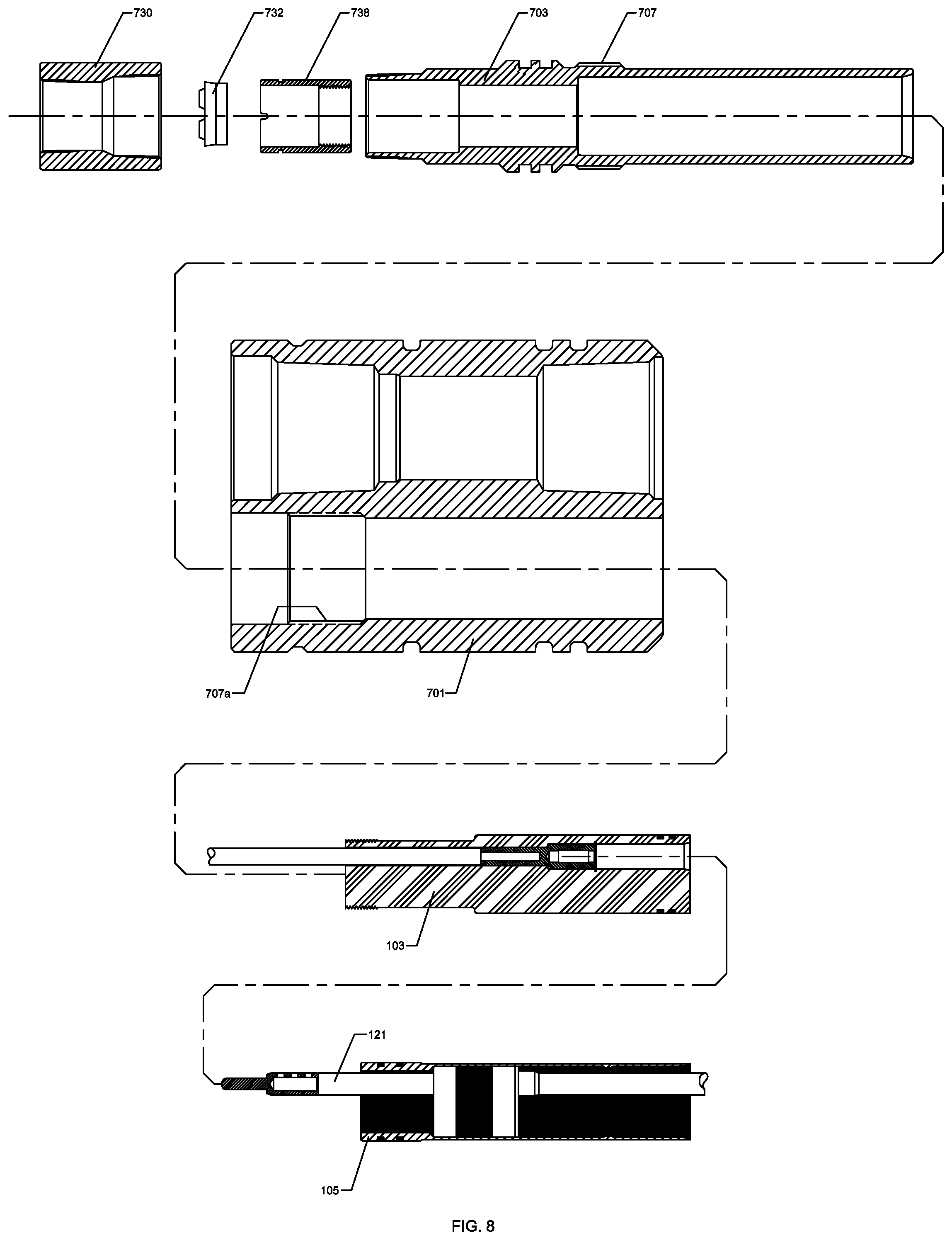 Patent US11781396 Figure 12 – Disconnectable pressure-preserving electrical connector and method of installation