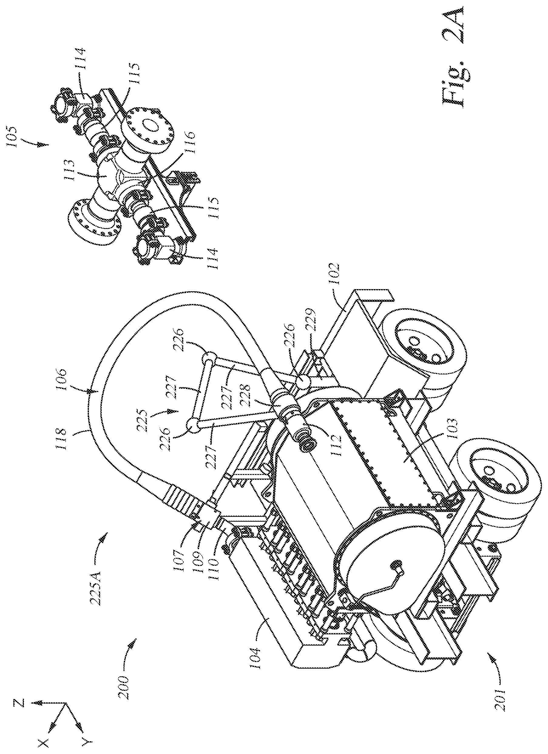 Patent US11781410 Figure 4 – Fluid injection systems, apparatus, and methods including flexible hoses for wellhead sites