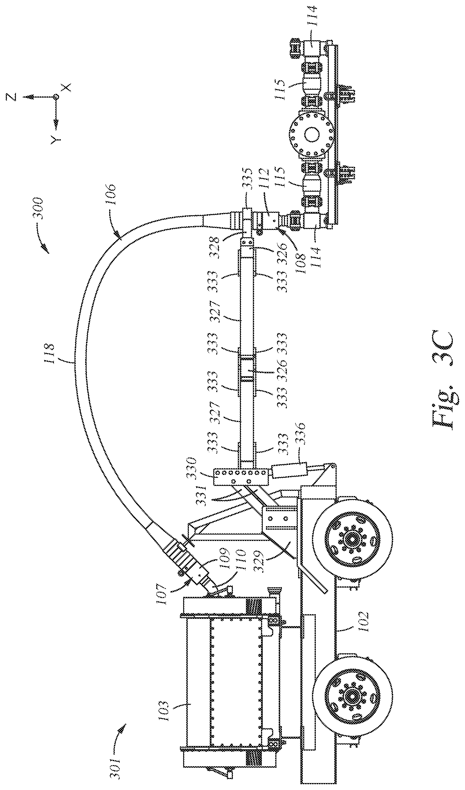 Patent US11781410 Figure 10 – Fluid injection systems, apparatus, and methods including flexible hoses for wellhead sites