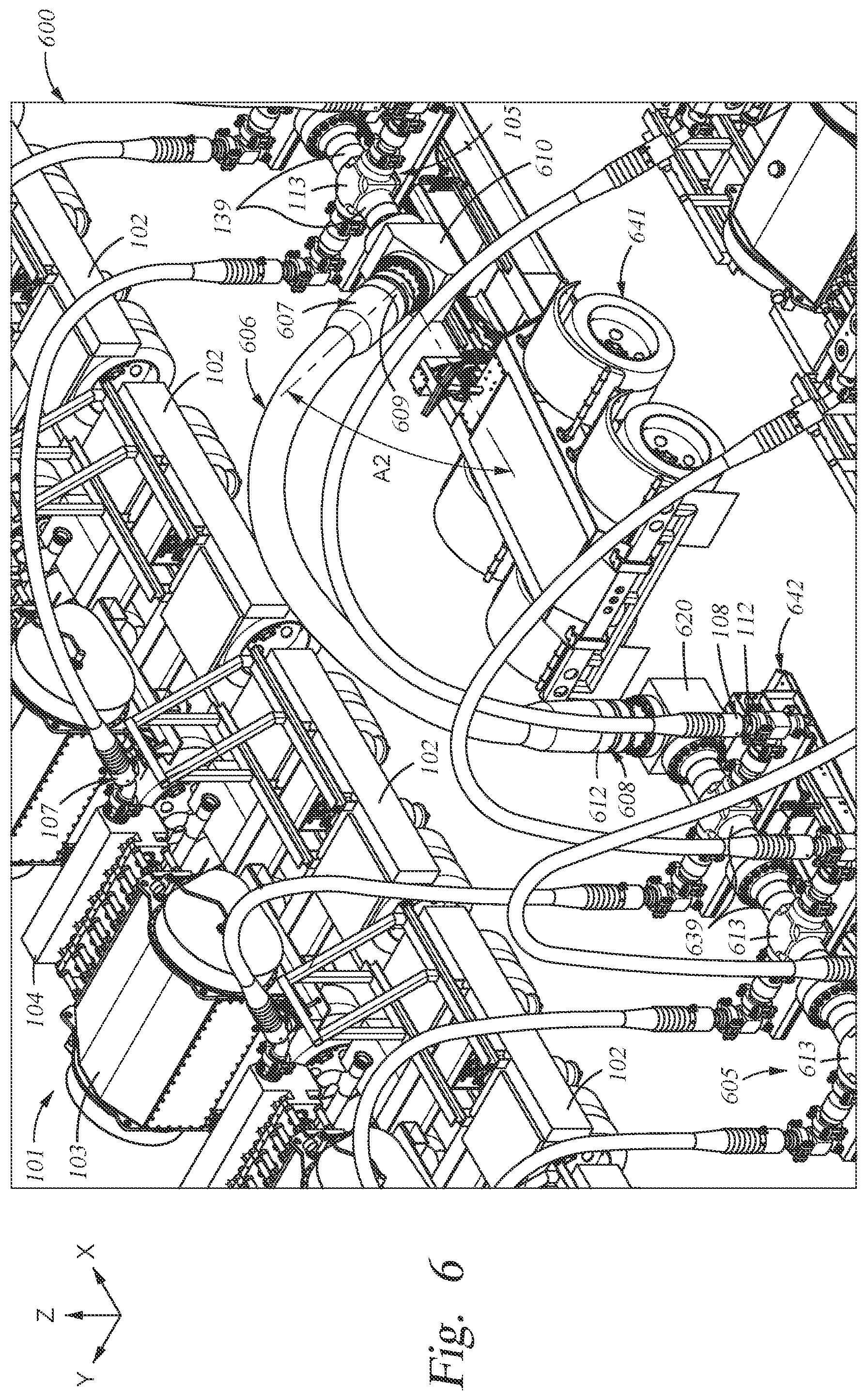Patent US11781410 Figure 15 – Fluid injection systems, apparatus, and methods including flexible hoses for wellhead sites