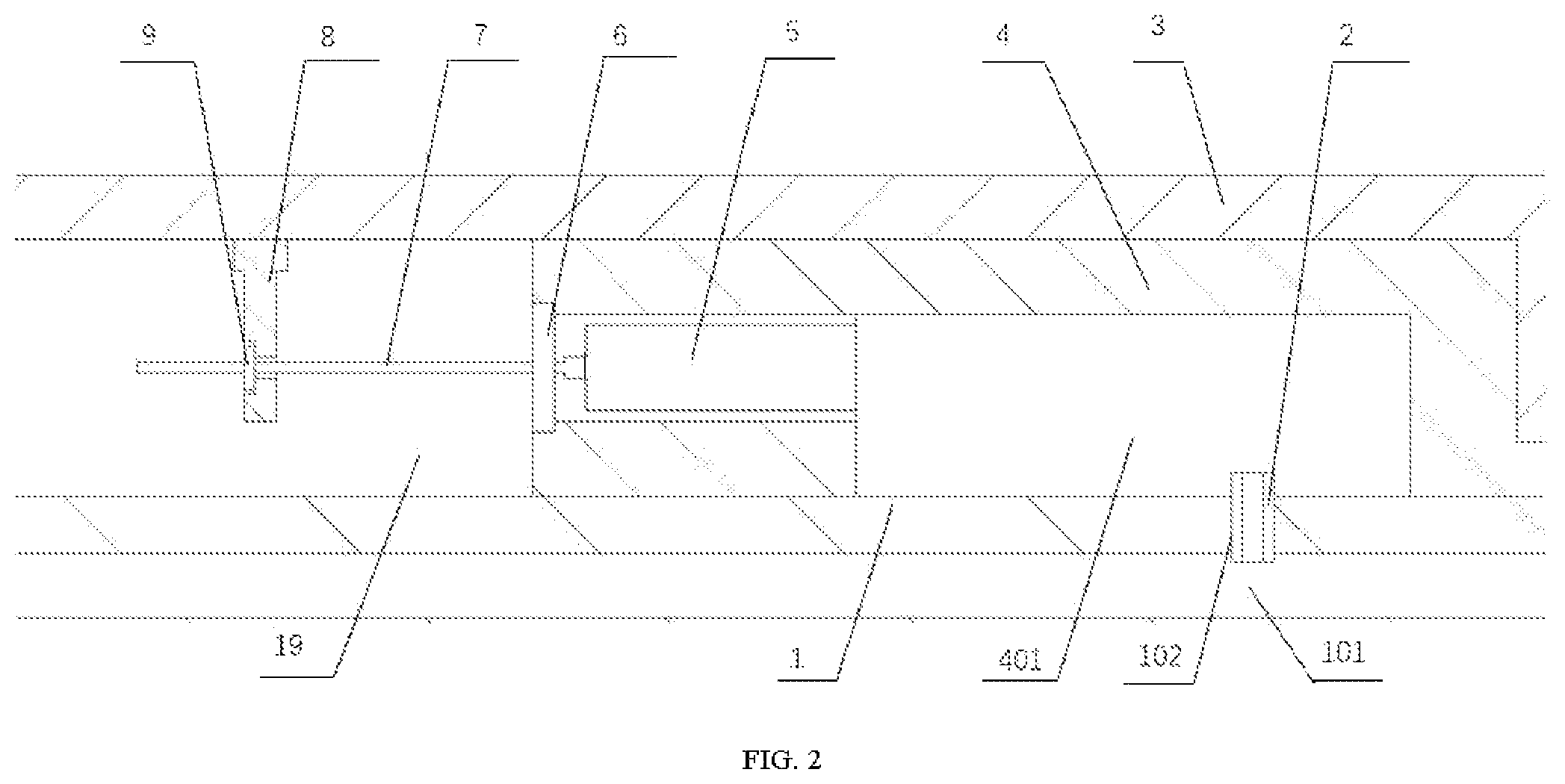 Patent US11781420 Figure 2 – Displacement measuring device and speed measuring method of drilling traction robot