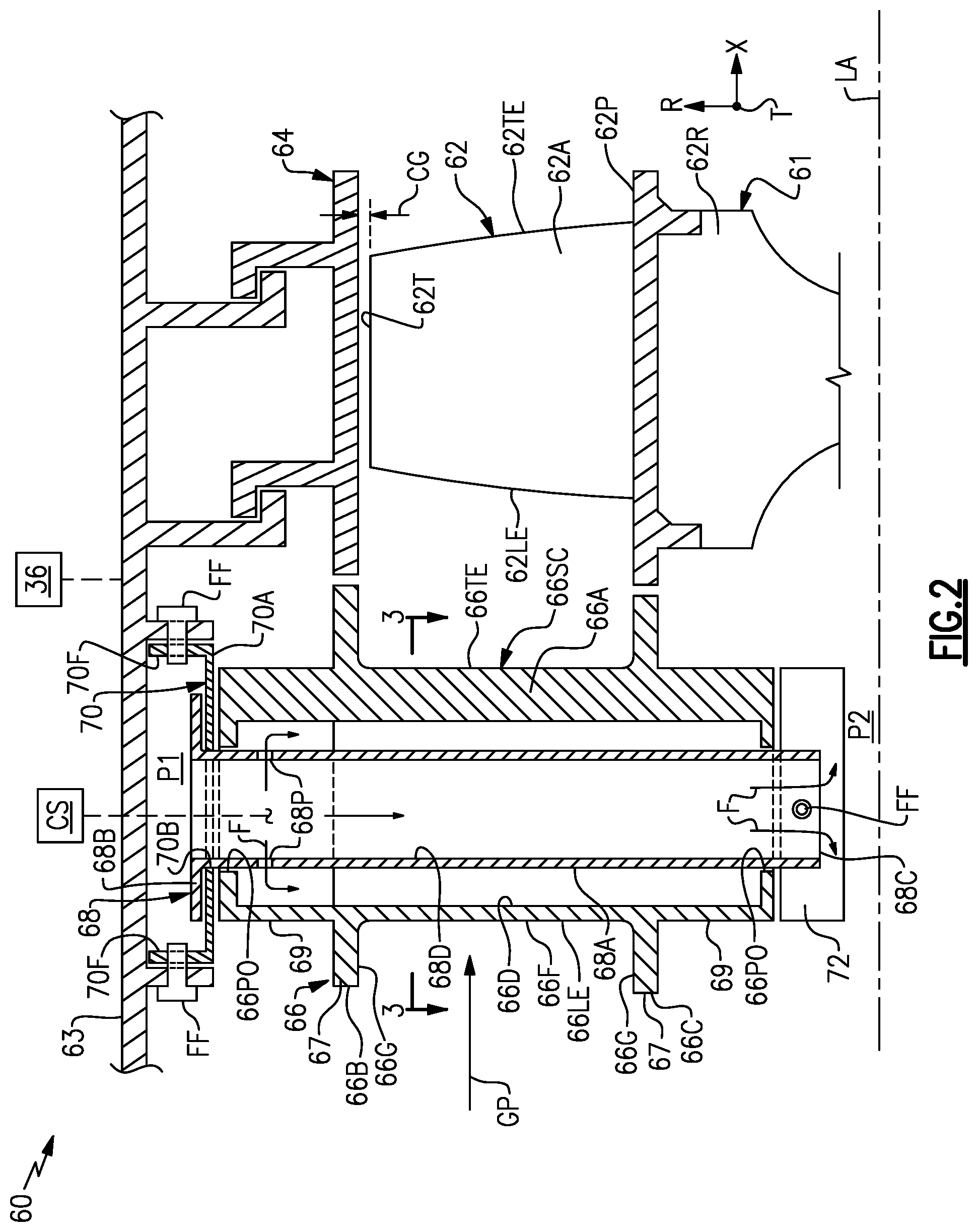 Patent US11781432 Figure 2 – Nested vane arrangement for gas turbine engine