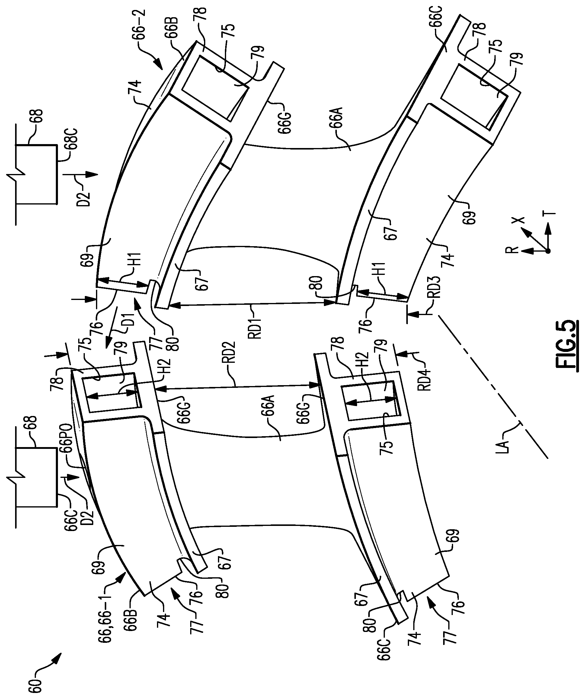 Patent US11781432 Figure 5 – Nested vane arrangement for gas turbine engine