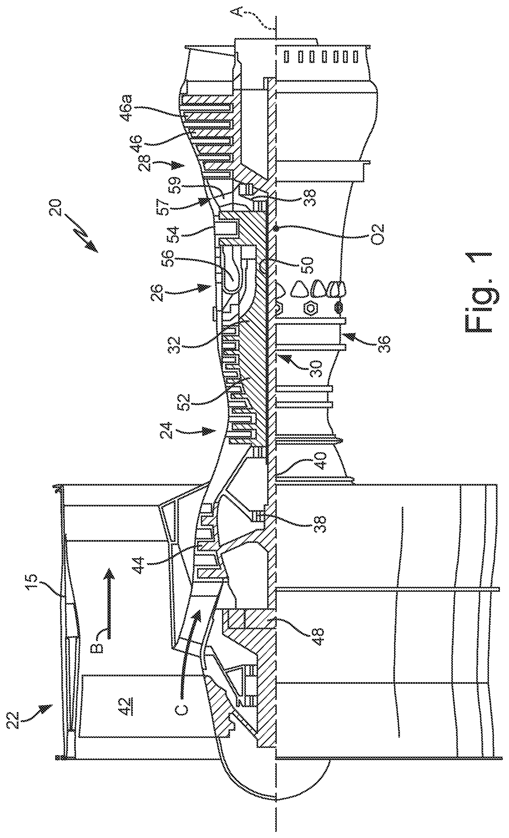 Patent US11781433 Figure 1 – Turbine blade tip cooling hole arrangement