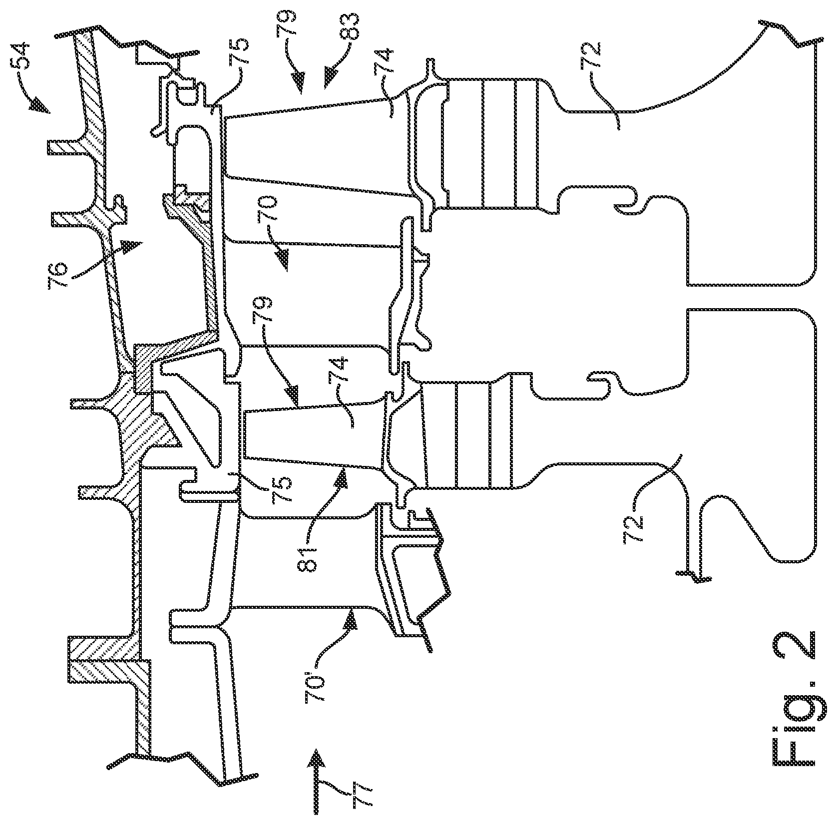 Patent US11781433 Figure 2 – Turbine blade tip cooling hole arrangement
