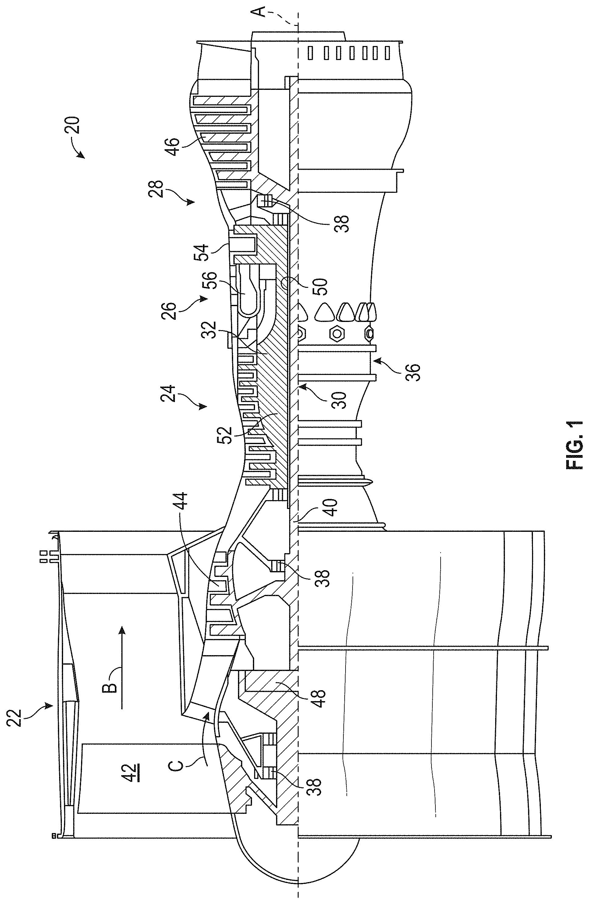 Patent US11781434 Figure 1 – Components for gas turbine engines