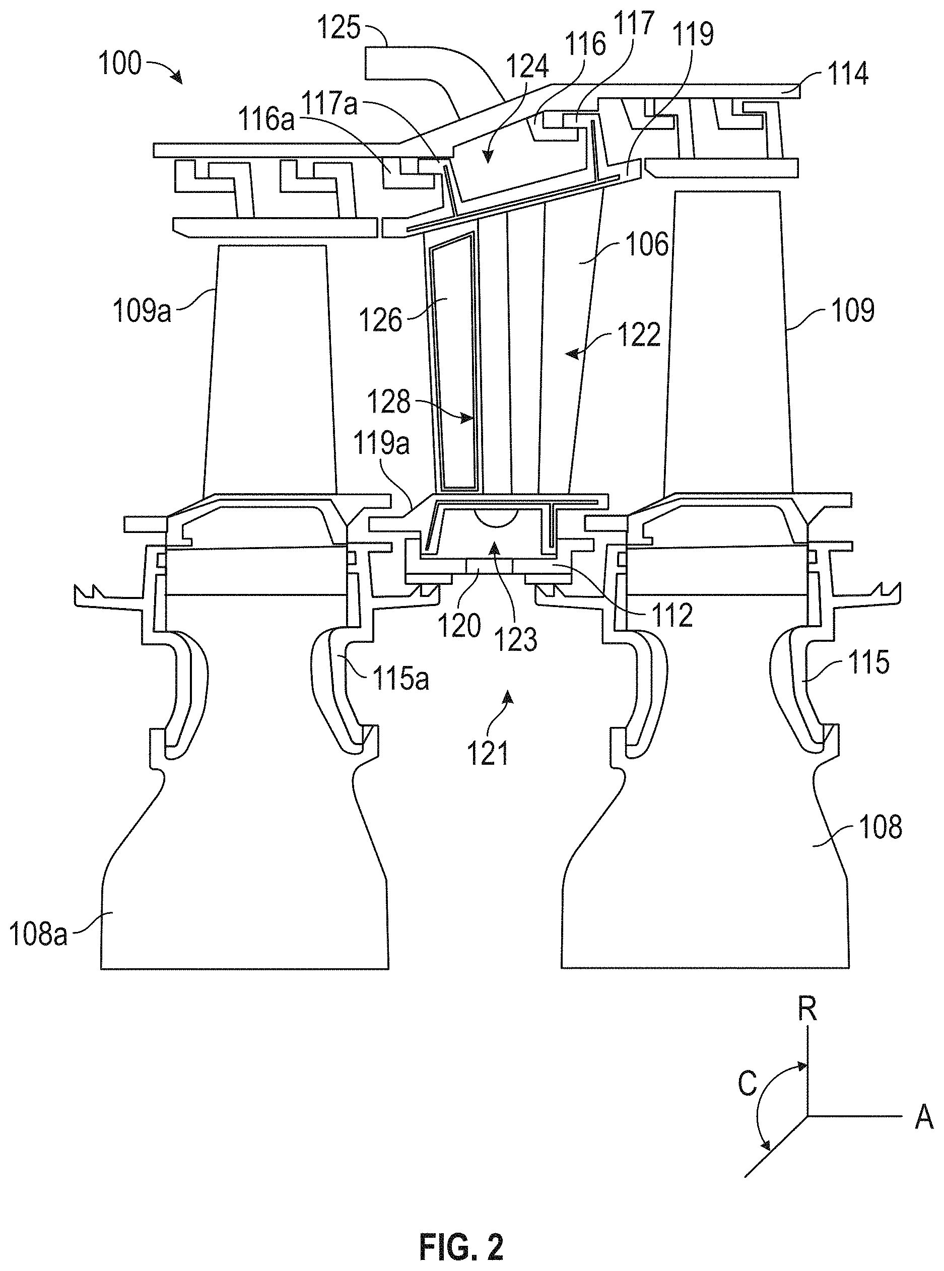 Patent US11781434 Figure 2 – Components for gas turbine engines