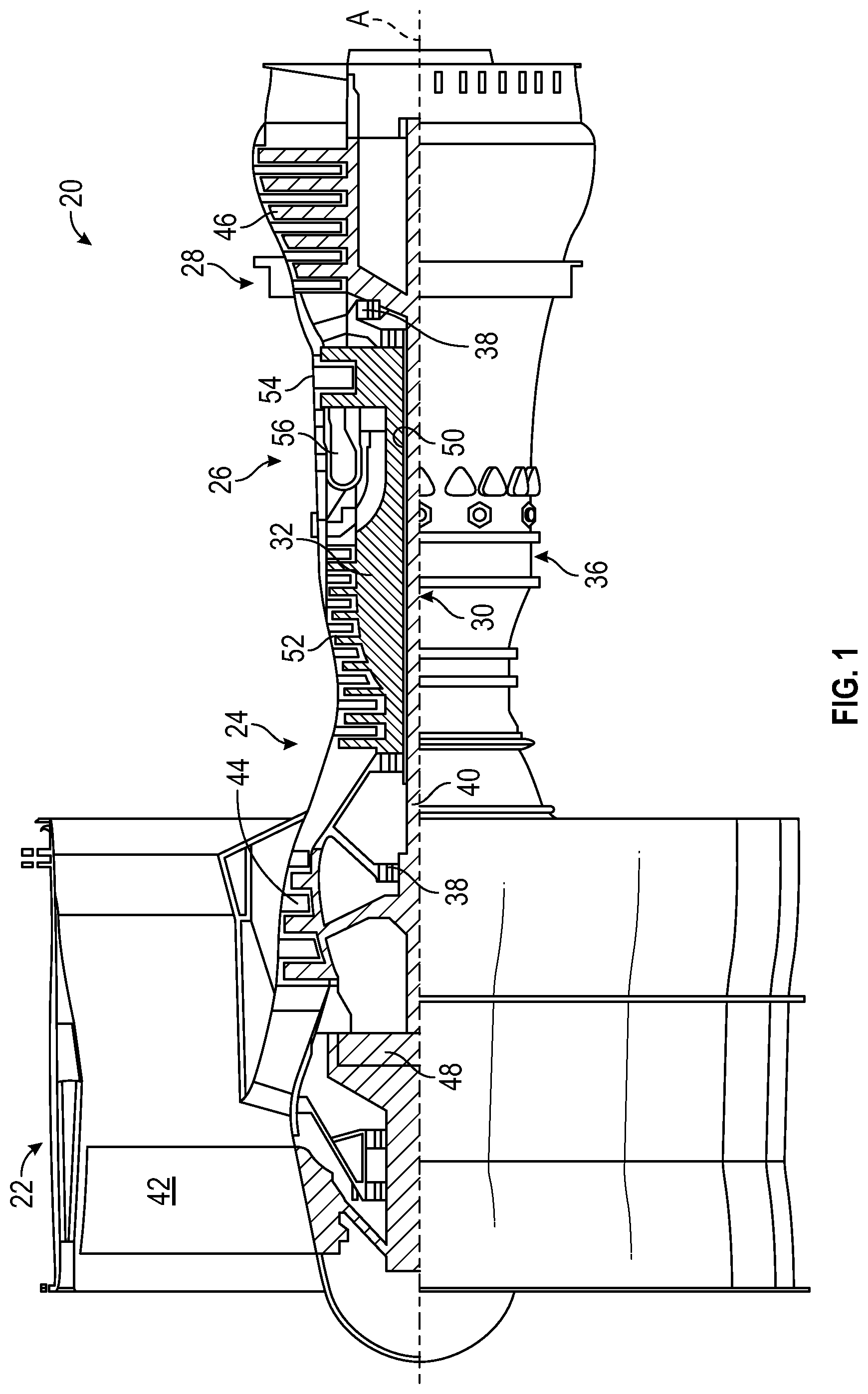 Patent US11781435 Figure 1 – Bifurcated fabric architecture for airfoils, methods of manufacture thereof and airfoils comprising the same
