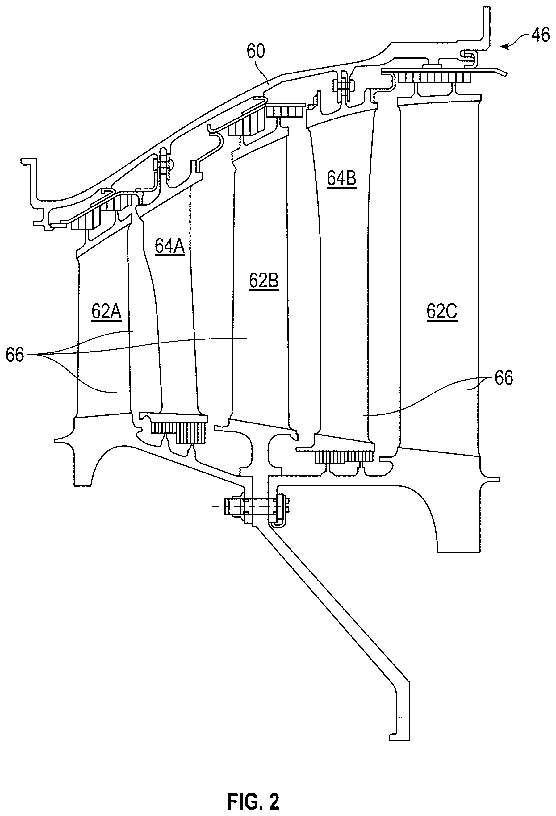 Patent US11781435 Figure 2 – Bifurcated fabric architecture for airfoils, methods of manufacture thereof and airfoils comprising the same