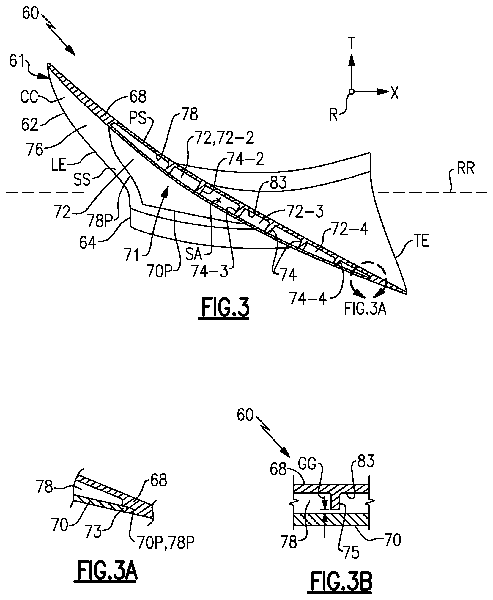 Patent US11781436 Figure 3 – Hybridized airfoil for a gas turbine engine