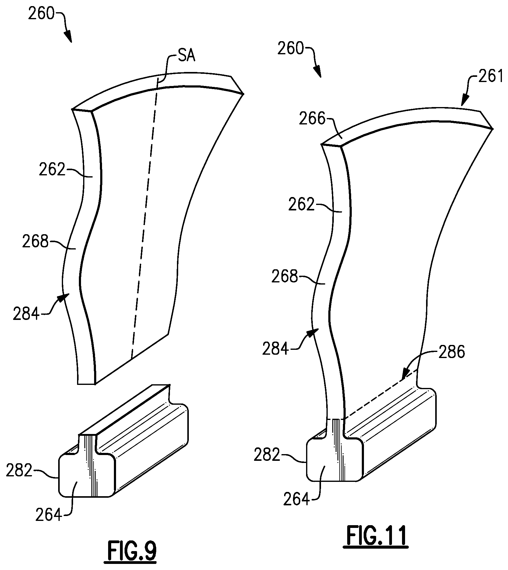 Patent US11781436 Figure 8 – Hybridized airfoil for a gas turbine engine