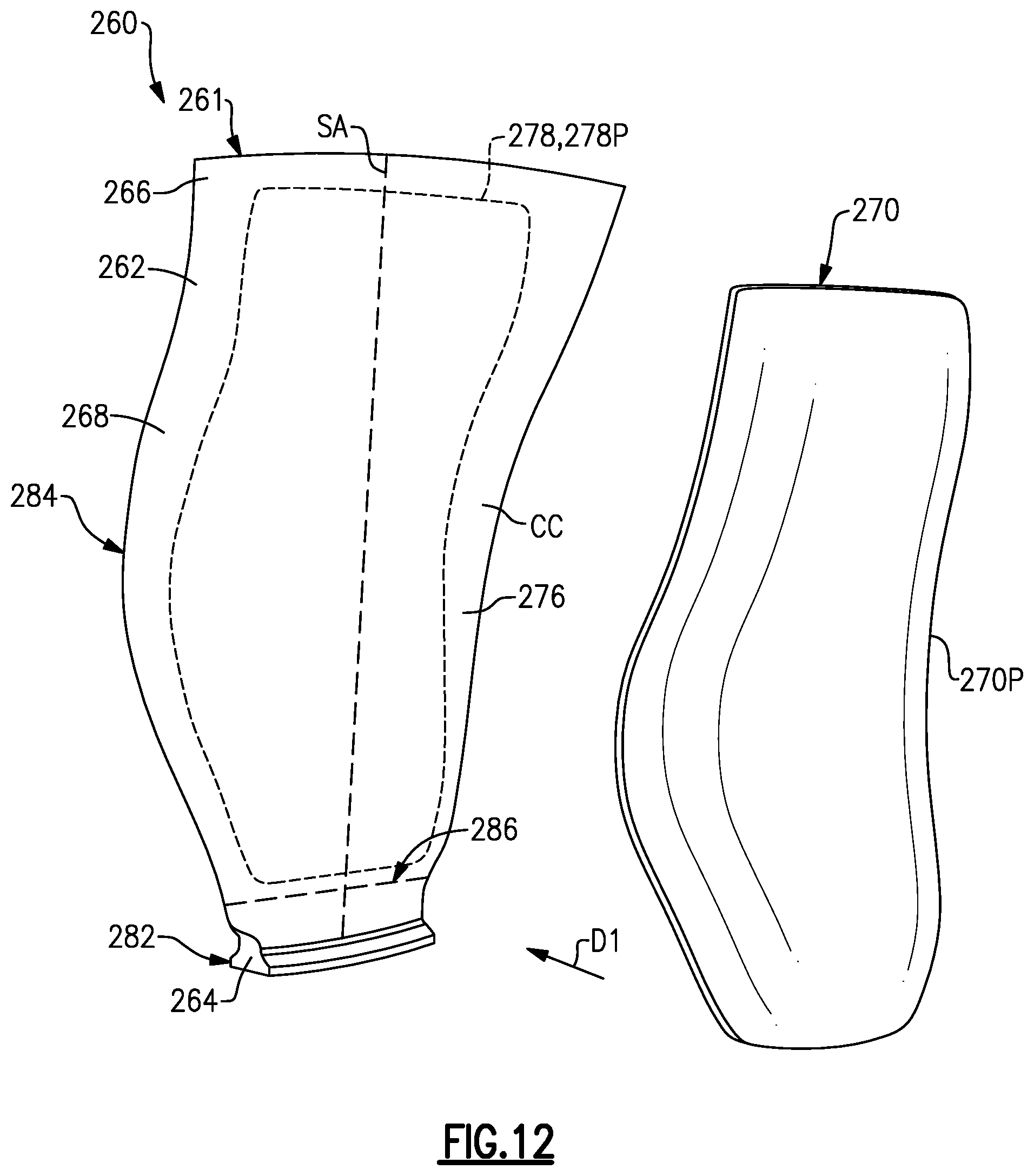 Patent US11781436 Figure 10 – Hybridized airfoil for a gas turbine engine