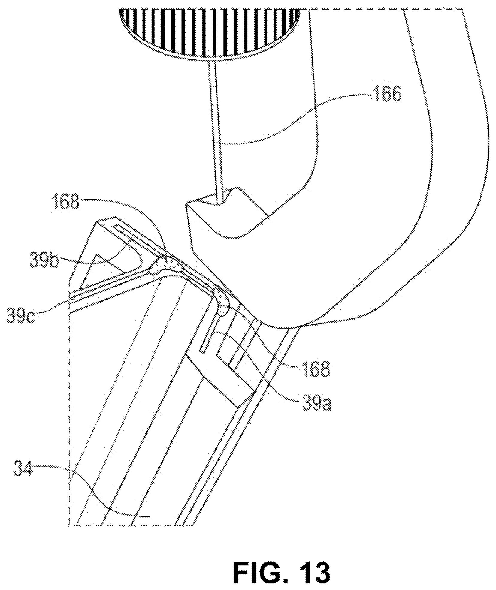 Patent US11781438 Figure 9 – Automated device for inserting sealing pads into one of the sectors of a turbine stator of a turbine