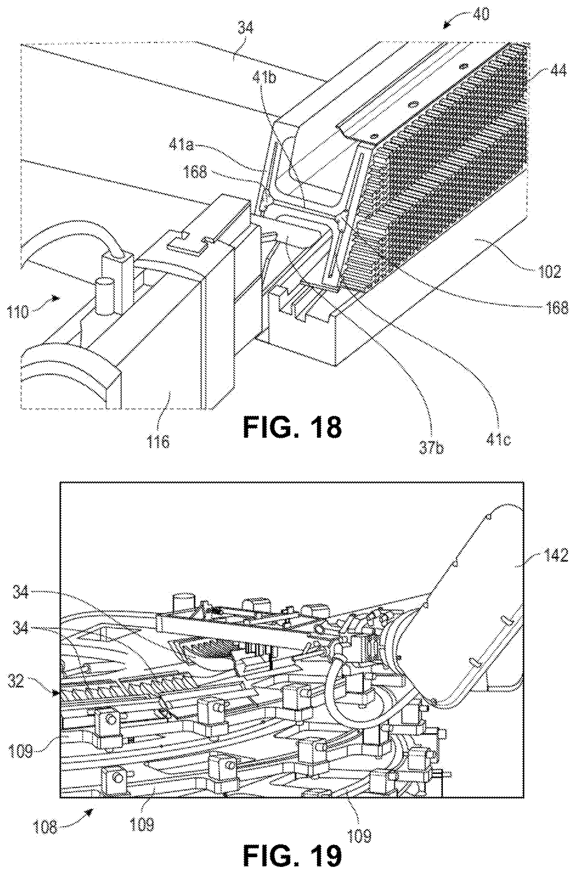Patent US11781438 Figure 13 – Automated device for inserting sealing pads into one of the sectors of a turbine stator of a turbine