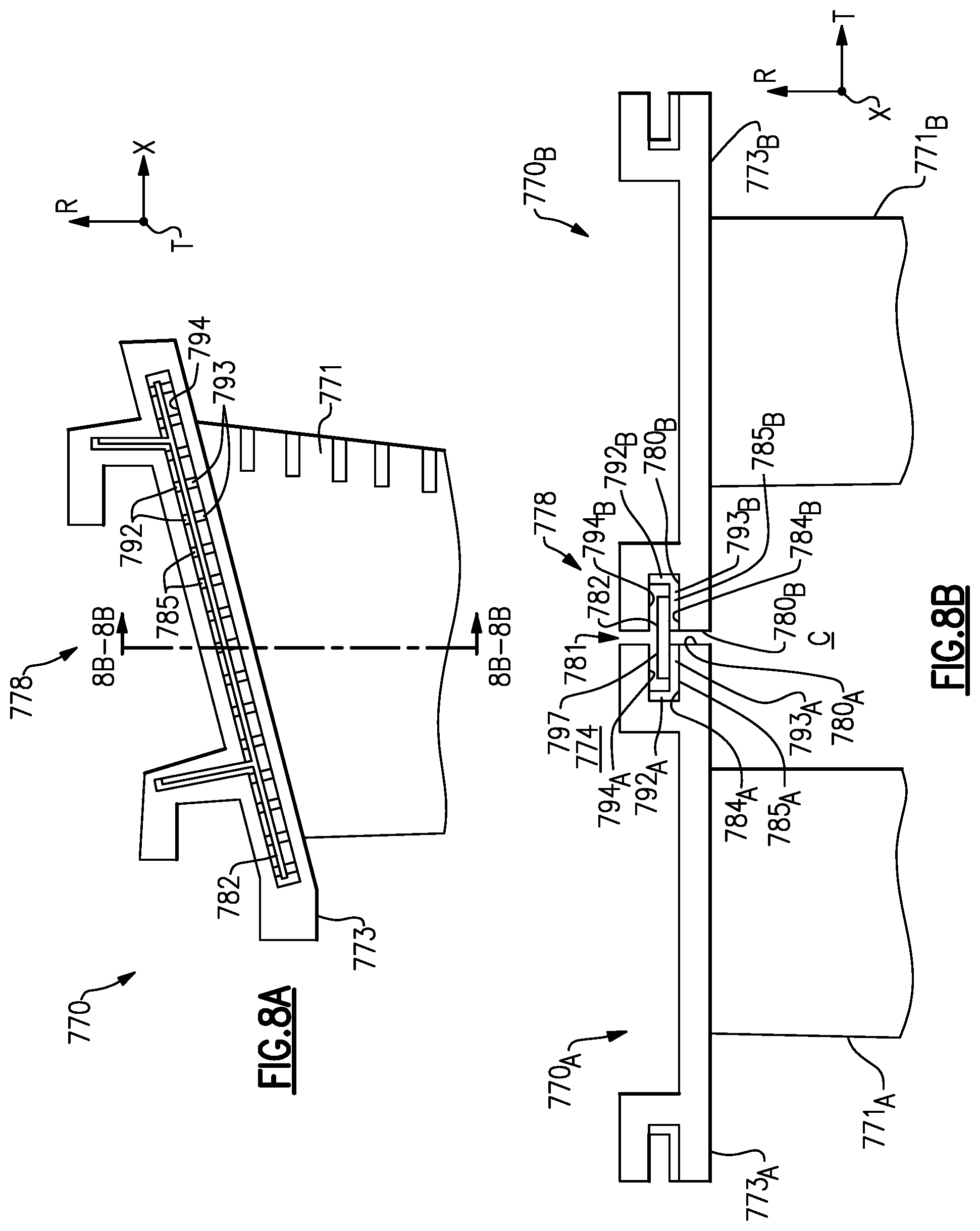 Patent US11781439 Figure 9 – Seal arrangement for turbine engine component