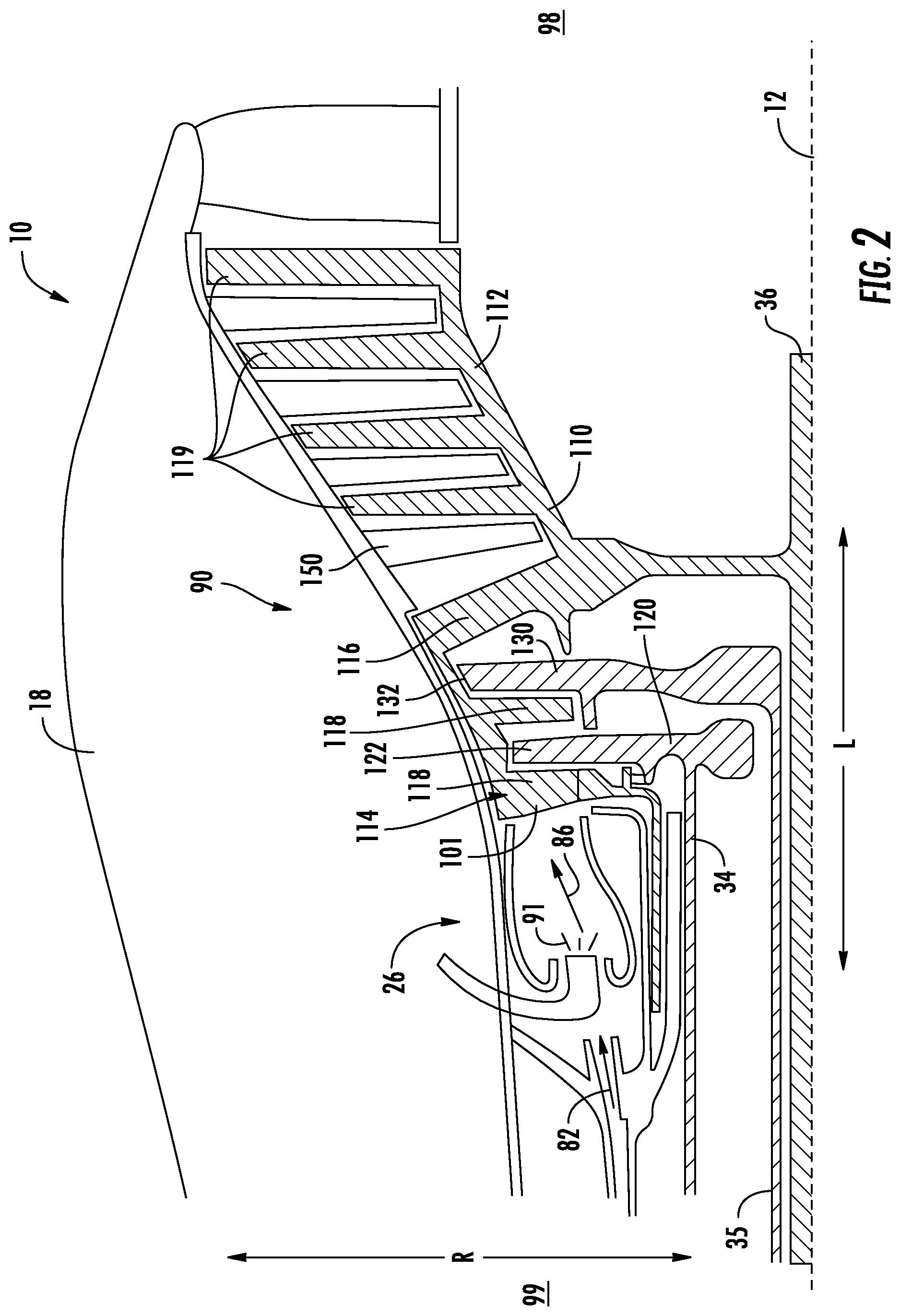 Patent US11781444 Figure 2 – Adaptive orifice assembly for controlling airflow in a gas turbine engine