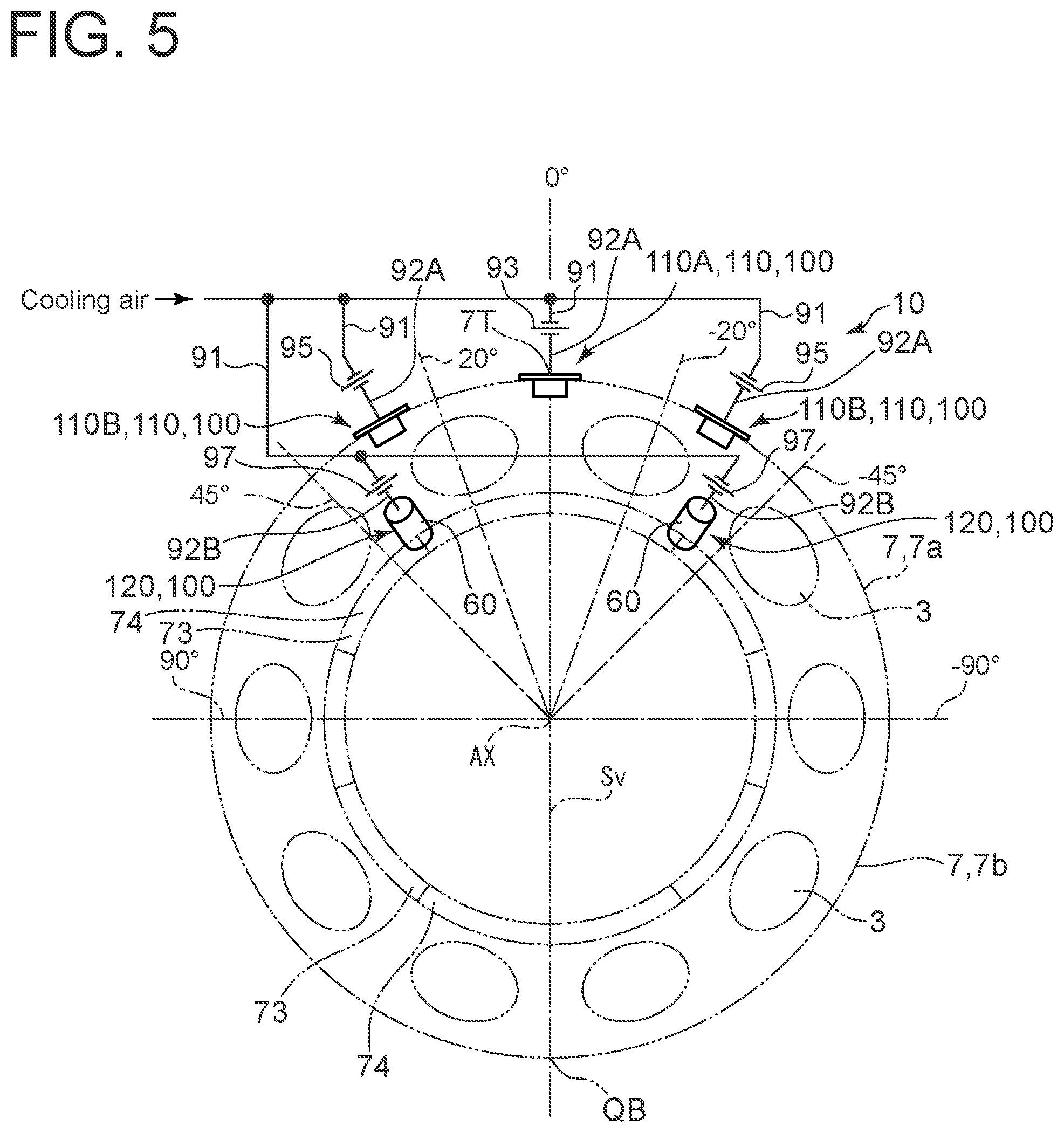 Patent US11781445 Figure 5 – Turbine casing, gas turbine, and method for preventing deformation of turbine casing