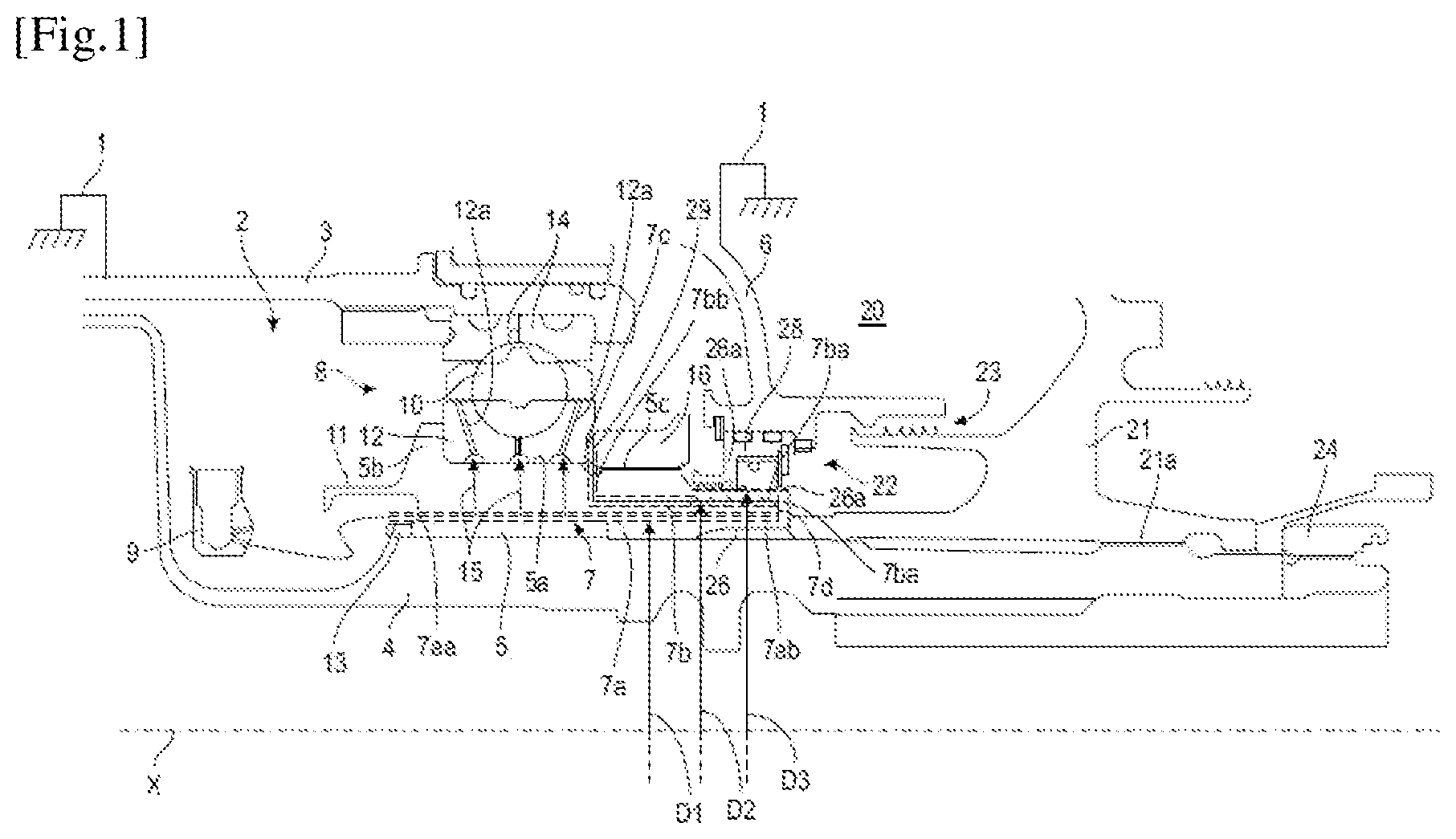 Patent US11781446 Figure 1 – Device for distributing oil from a rolling bearing for an aircraft turbine engine