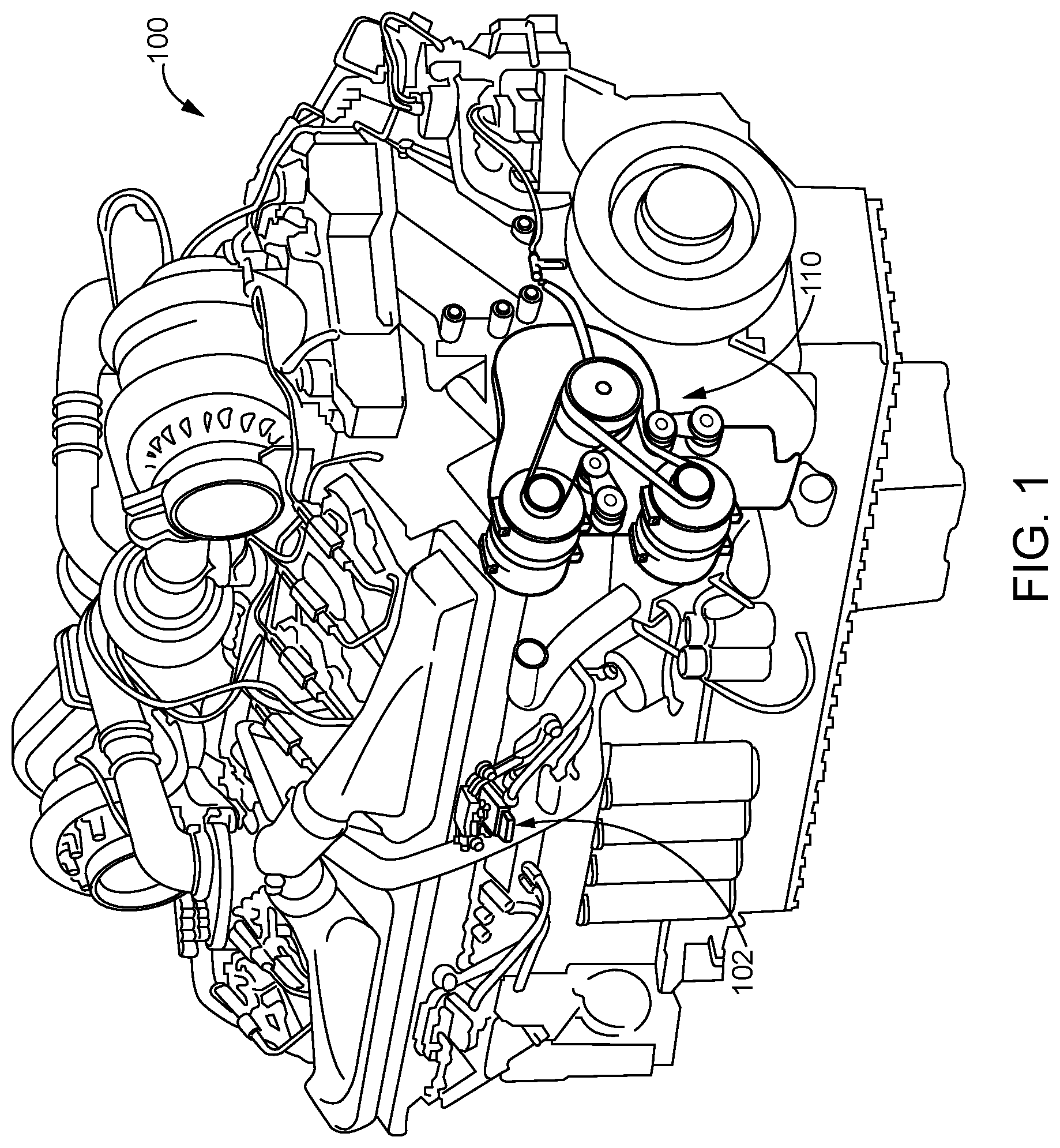 Patent US11781475 Figure 1 – Prime mover systems including multi-accessory drives and methods of controlling same