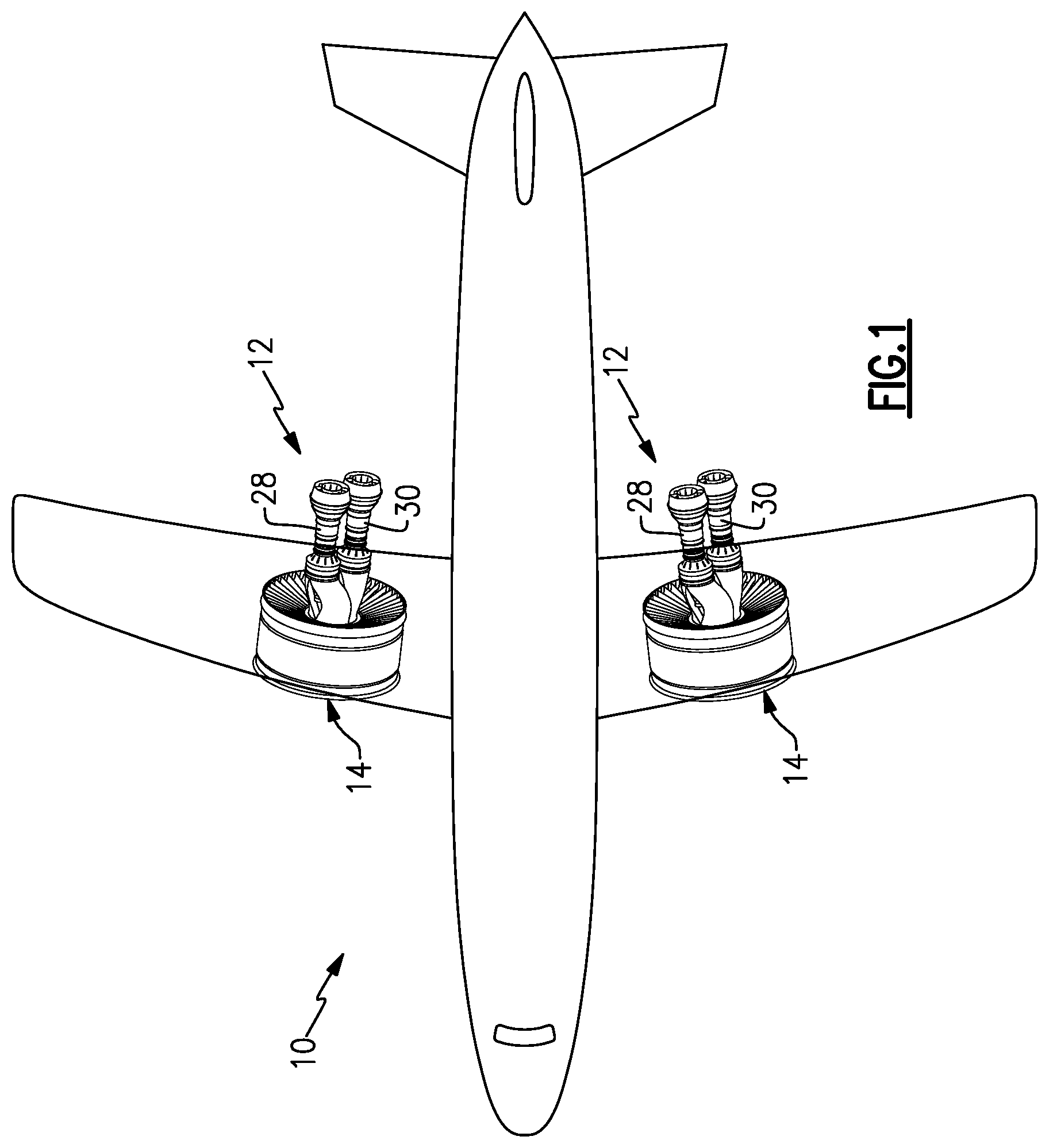 Patent US11781478 — Multi core geared gas turbine engine — Figure 1