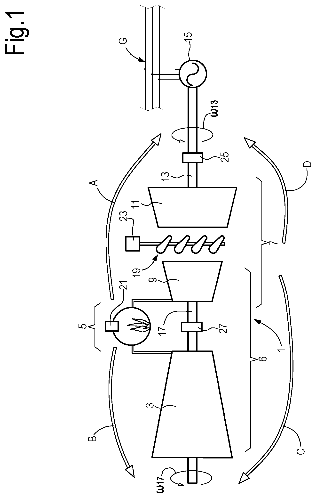 Patent US11781492 Figure 1 – Two-shaft gas turbine control system and method