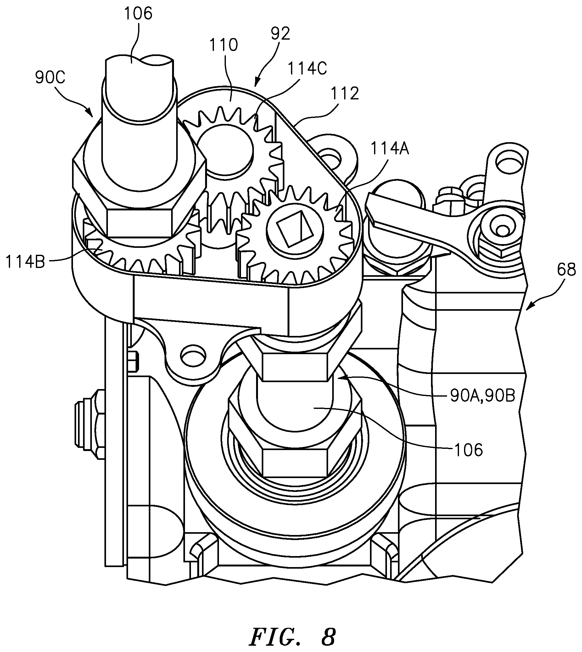 Patent US11781502 Figure 7 – Actuation system for a thrust reverser of an aircraft propulsion system