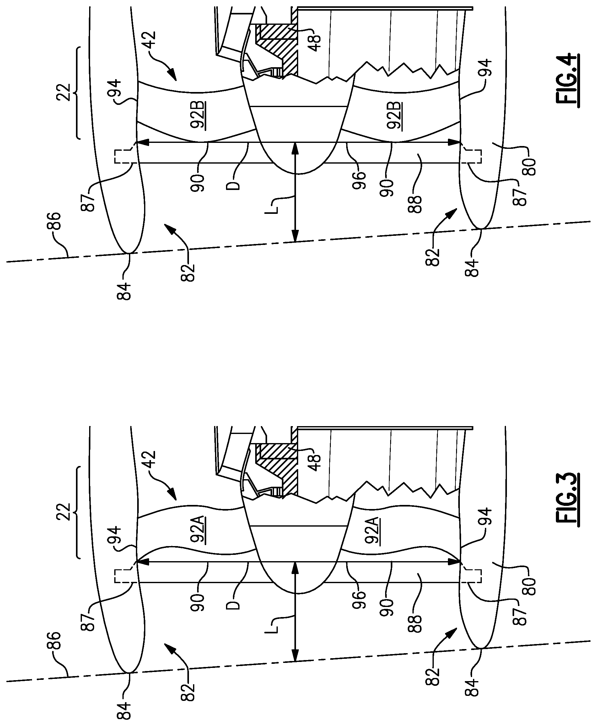 Patent US11781505 Figure 3 – Low pressure ratio fan engine having a dimensional relationship between inlet and fan size