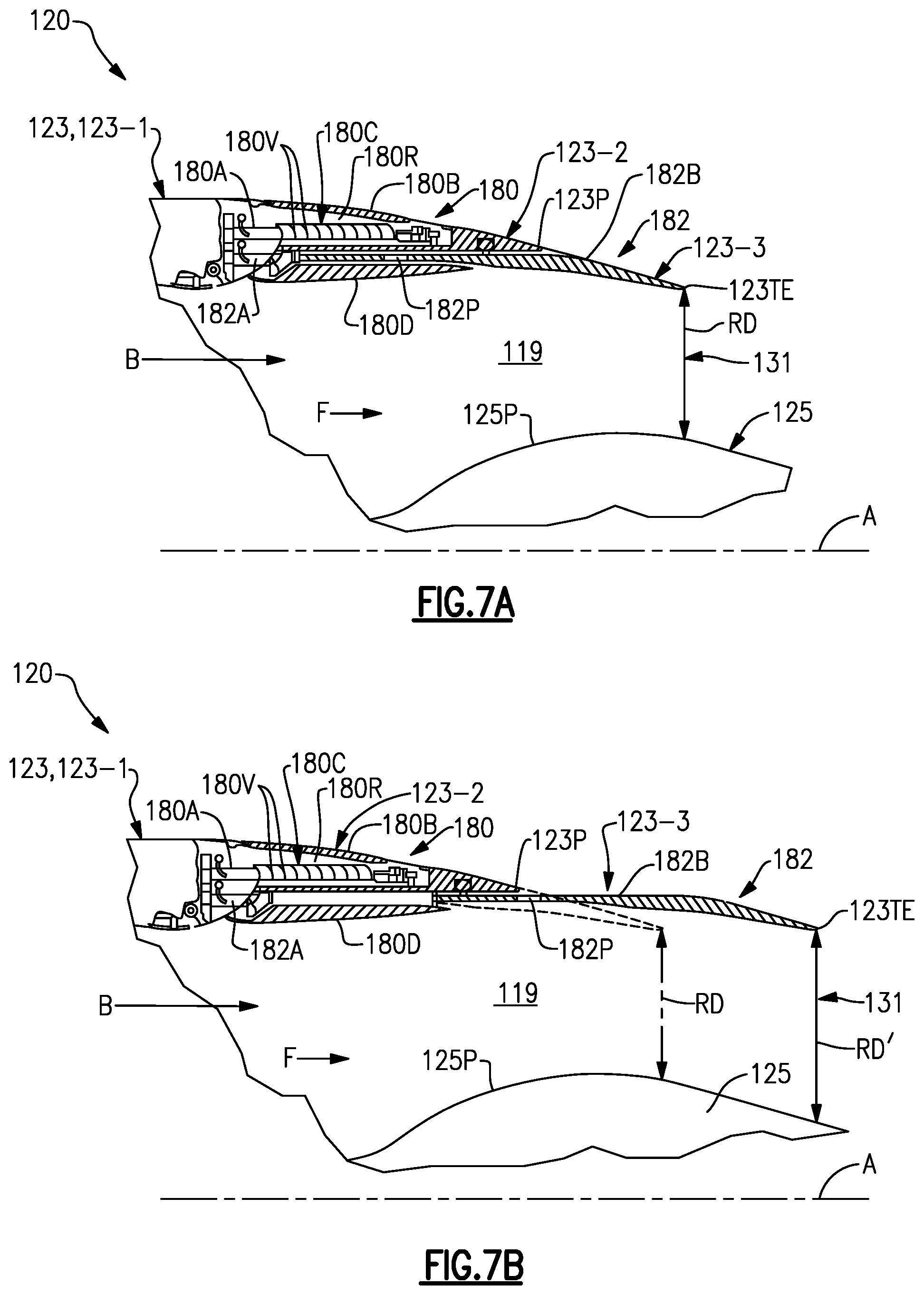Patent US11781506 Figure 7 – Splitter and guide vane arrangement for gas turbine engines