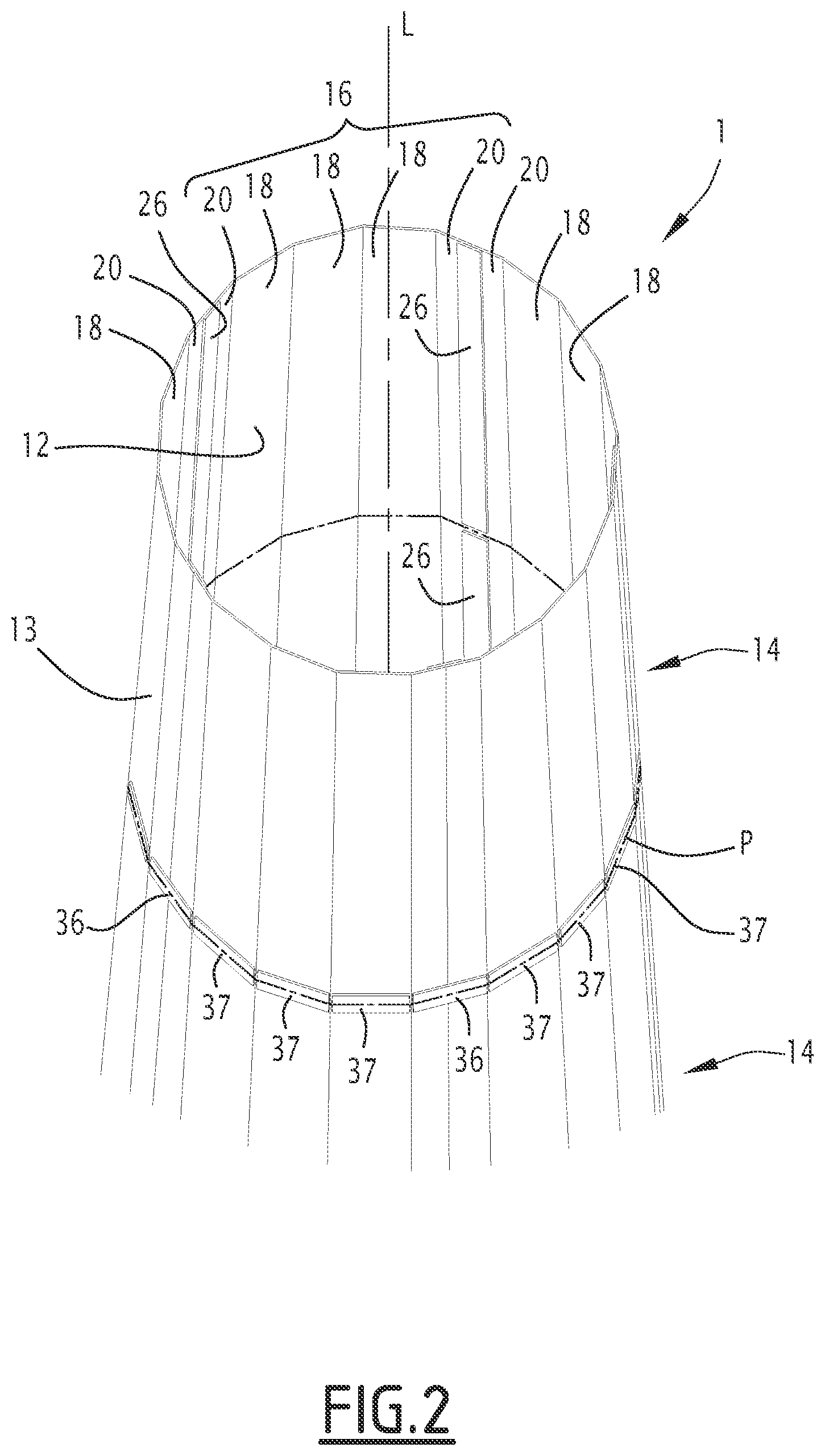 Patent US11781526 Figure 2 – Wind turbine mast section, wind turbine mast and assembly method