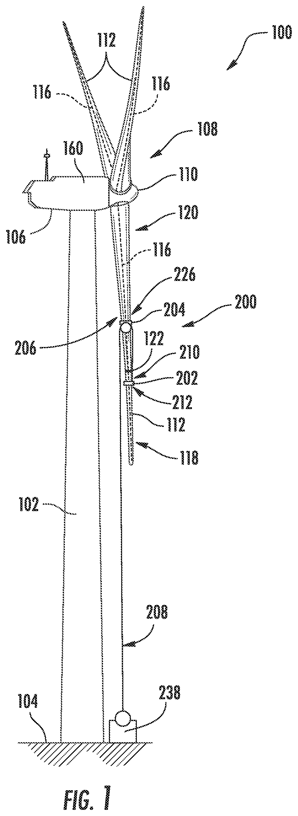 Patent US11781528 Figure 1 – System and method for servicing a jointed rotor blade of a wind turbine