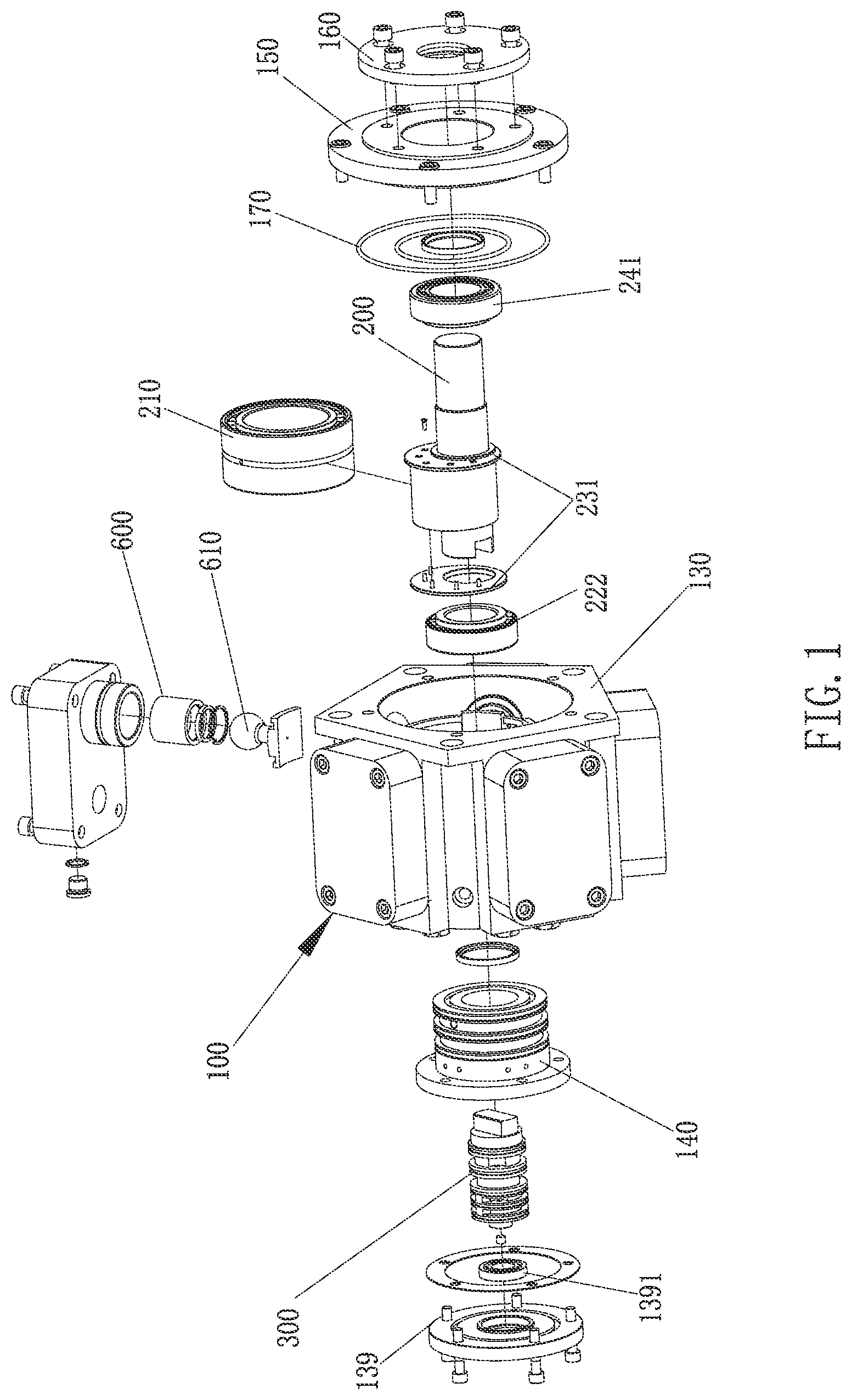 Patent US11781537 Figure 1 – Radial piston hydraulic device distributed by pilot operated check valves