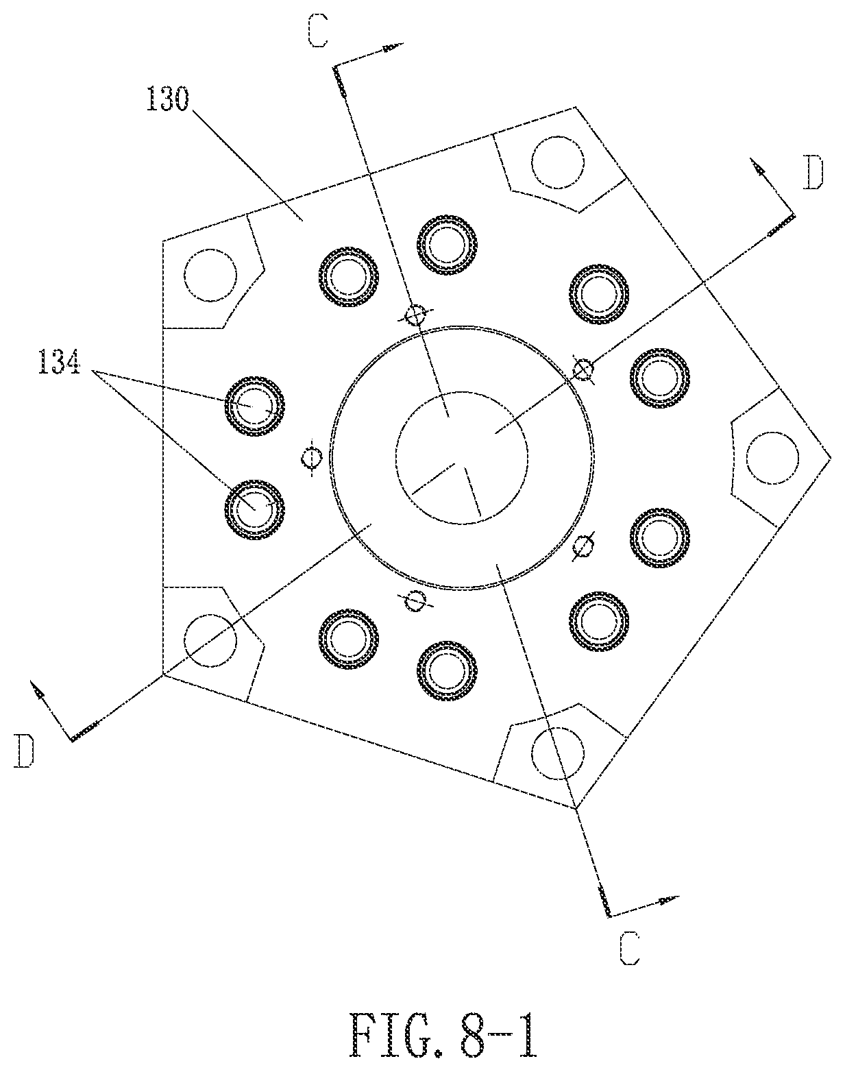 Patent US11781537 Figure 8 – Radial piston hydraulic device distributed by pilot operated check valves
