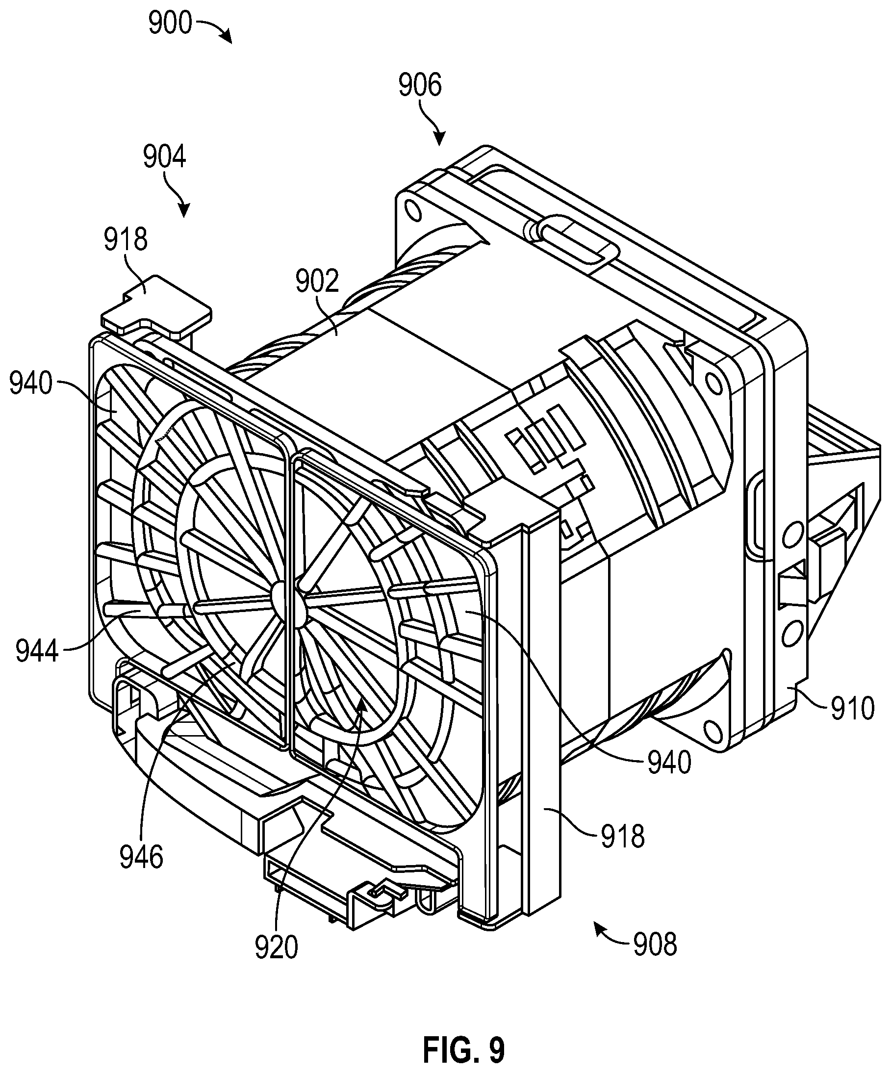 Patent US11781555 Figure 7 – Fan guard configured to selectively cover aperture